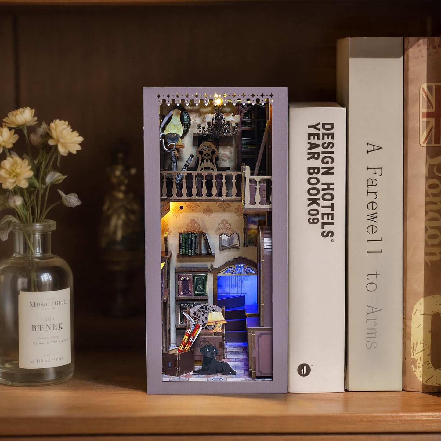 Timeless Bookshop Book Nook Kit with Silicon Liquid Glue - DIY Miniature House Kit for Adults, Teens and Beginners, Dollhouse Booknook Library Tiny House Bookshelf Decor 3D Wooden Puzzle