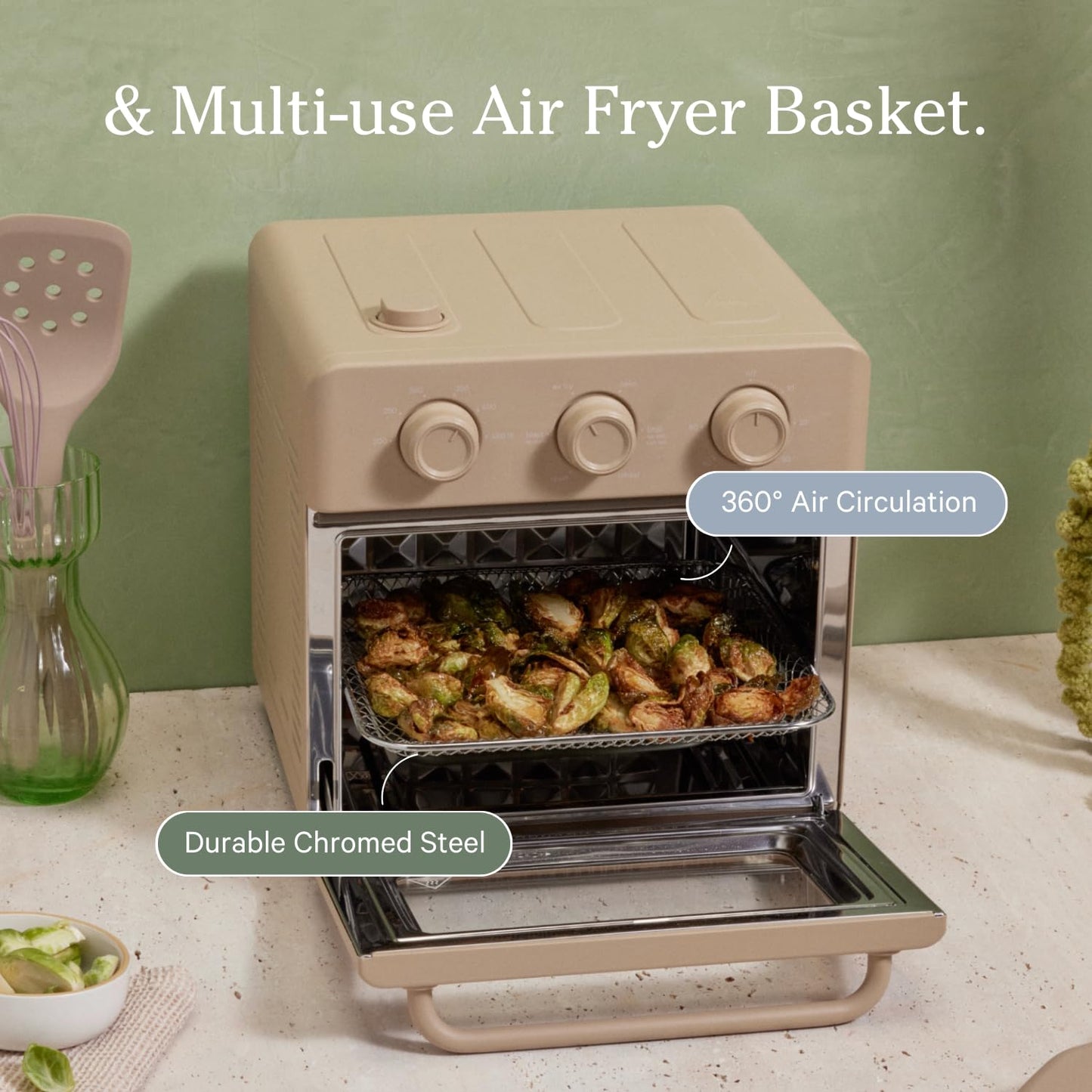Our Place Wonder Oven Essentials Kit | Extra Air Fryer Basket & Nonstick Ceramic-Coated Bake Pan | Oven Safe, Eco-Friendly | Steam