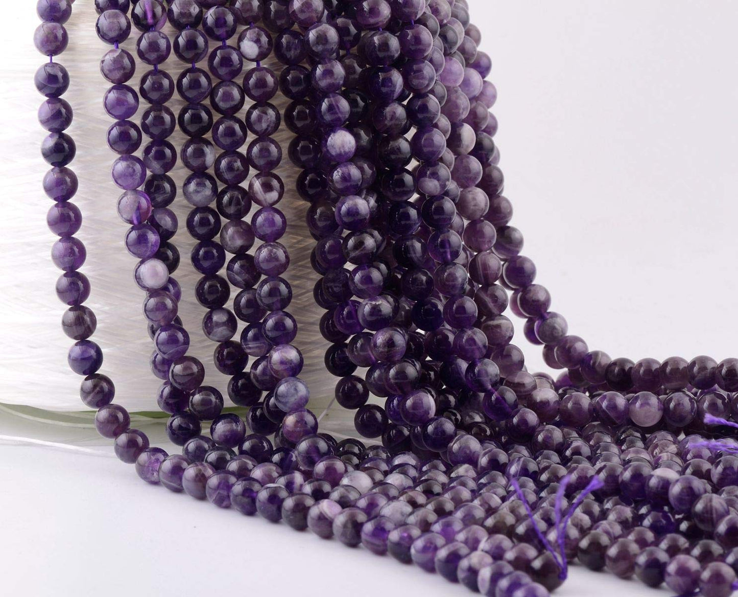 Natural Stone Beads 100pcs 10mm Amethyst Round Genuine Real Stone Beading Loose Gemstone Hole Size 1mm DIY Smooth Beads for Bracelet Necklace Earrings Jewelry Making (Amethyst, 10mm)