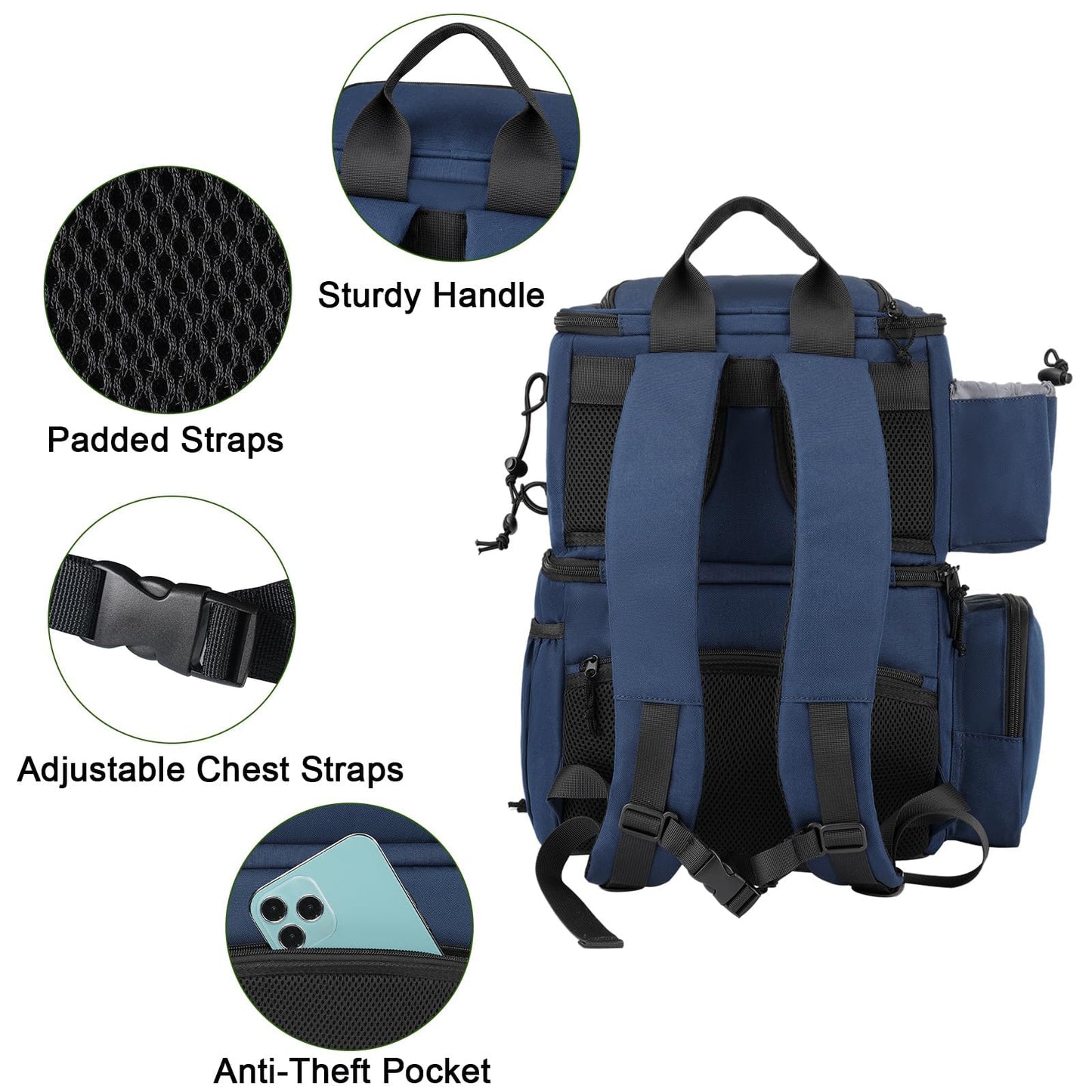 MATEIN Large Fishing Backpack for Boys, Water Resistant Large Fishing Gear Backpack with Rod Holders & Cooler, Tackle Storage Bag for Shore Trips, Gifts for Fishermen