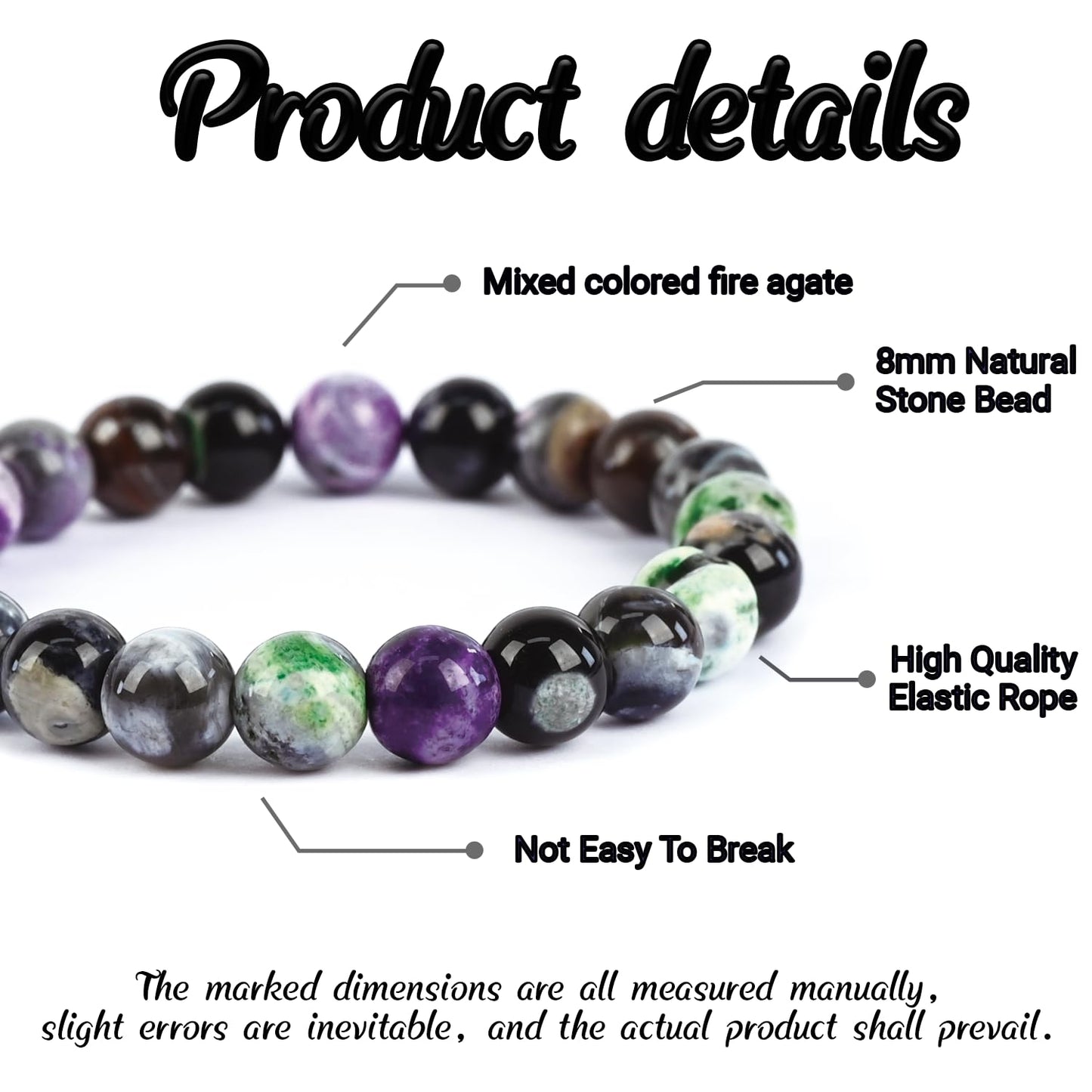 PZTIIY Crystal Bracelet - Natural Energy Crystal Bracelet for Men and Women (ZLY-Mixed color agate)
