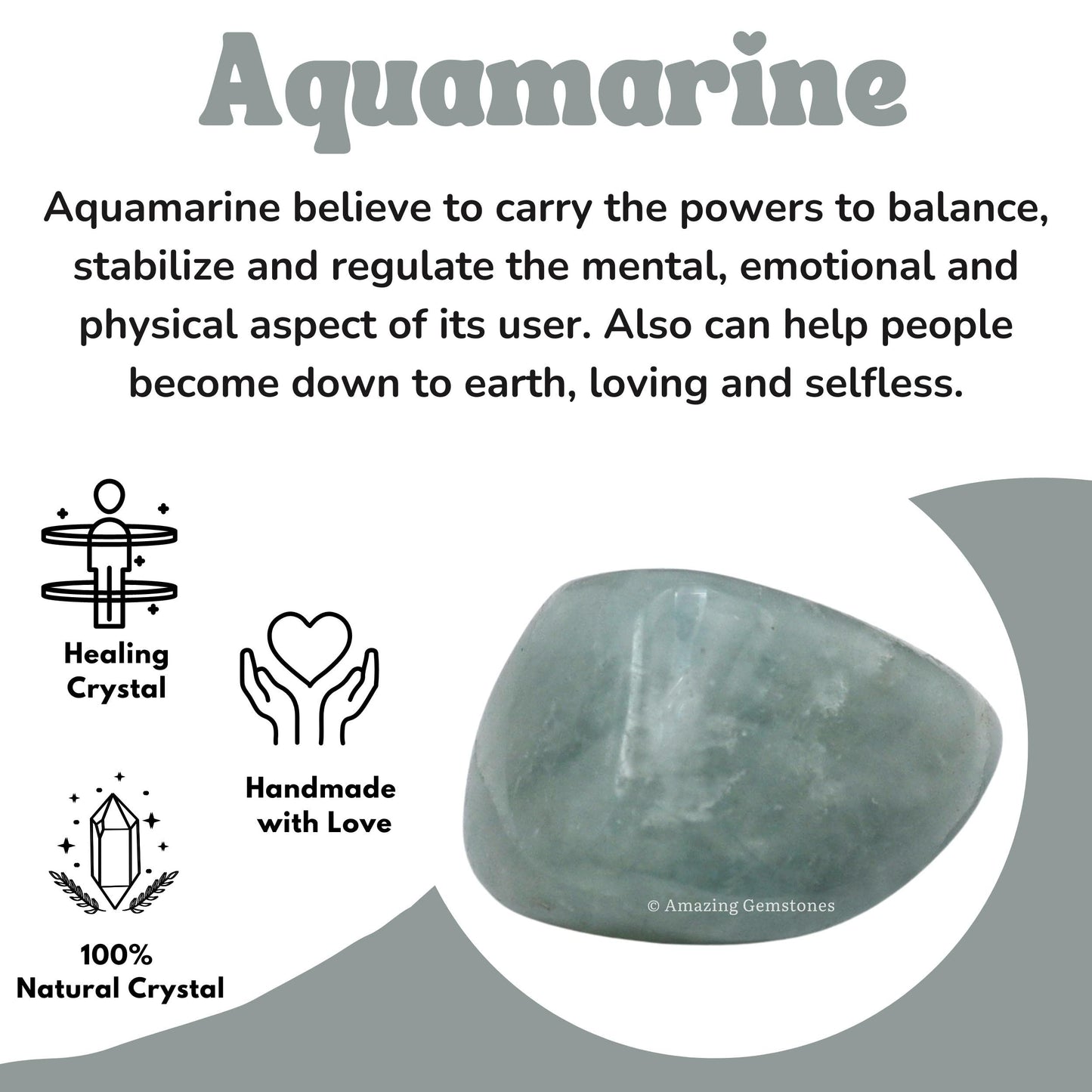 Amazing Gemstone Aquamarine Crystals and Healing Stones Tumbled - 1 oz, Natural Healing Stones for Energy Balance, Stress Relief - Premium Polished Gems Rocks for Meditation and Wellness