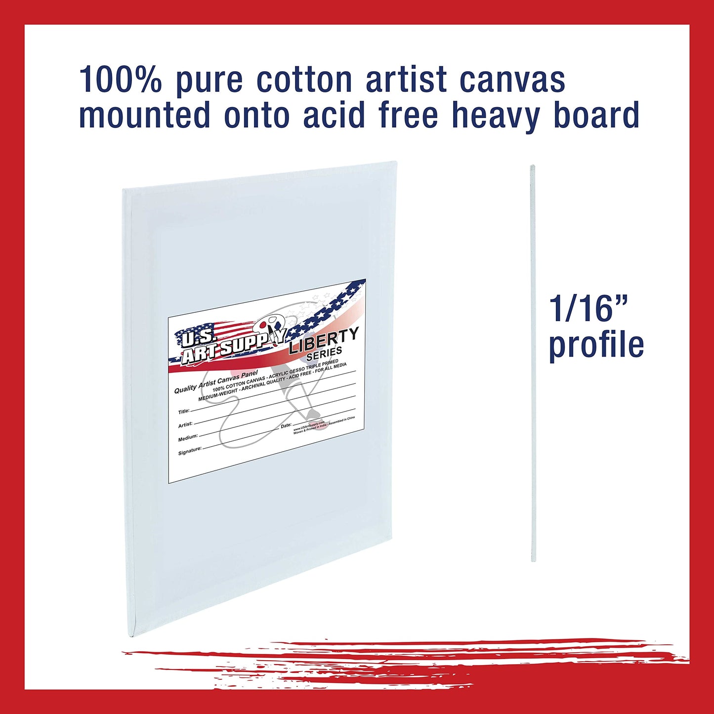 U.S. Art Supply 16 X 20 Inch Art Canvas Board Panels 4 Pack - 8 Ounce Heavyweight Cotton Acid Free Canvases for Painting Acrylics and Watercolor (1 Case of 4 Single Canvas Painting Panels)