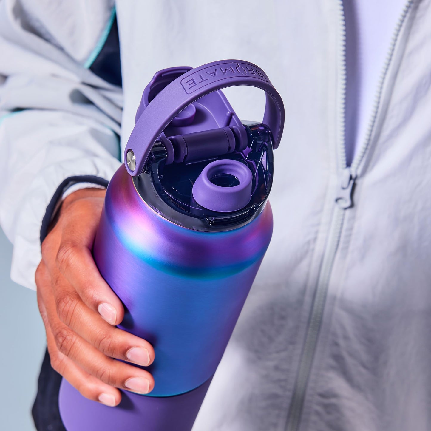 BrüMate Rise 25oz Water Bottle With 100% Leakproof Covered Silicone Straw | Insulated Stainless Steel Water Bottle | Cup-Holder Friendly | Fast Flow | Soft Sip Silicone Spout | BPA-Free (Lavender)