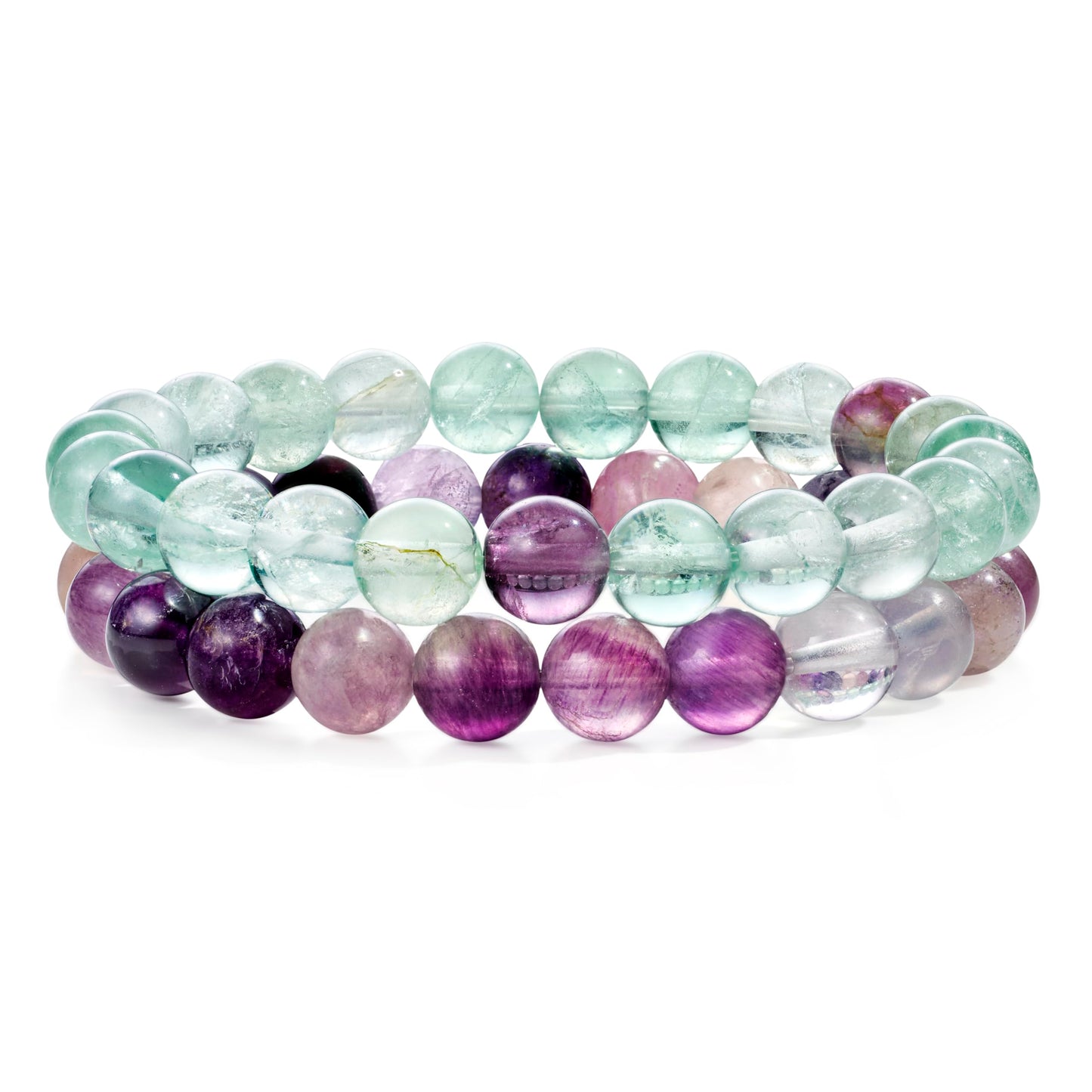 Bivei Natural Gemstone Semi Precious Crystals Handmade Stretchy Round Beads Bracelet, Enhance Positive Energy,Stocking Stuffers for Women(Fluorite(Clarity & Balance) Medium)