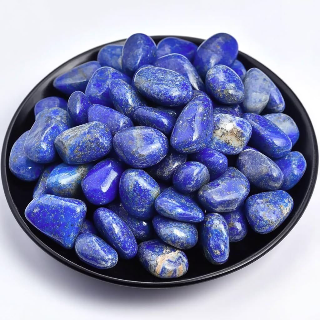 SigMntun Lapis Lazuli Healing Crystal Stone Set - 24 Pieces, 0.6" Natural & Polished Stones for Healing, Meditation, Reiki, Chakra, Crafting & Decoration