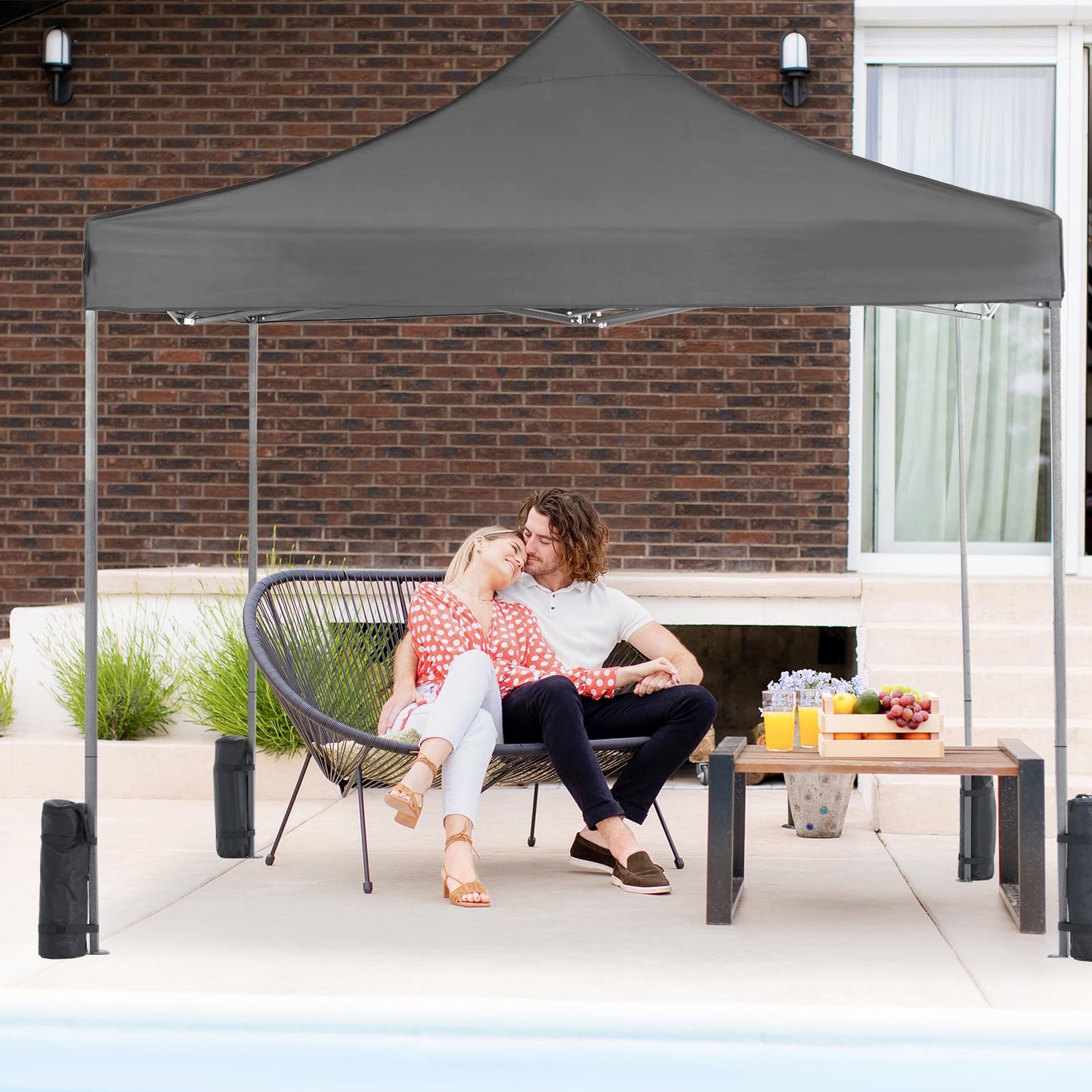 KMFurnila 10x10 FT Pop Up Canopy, Easy Up Canopy Tents for Camping Parties Events, Patio, Beach, Backyard Portable Outdoor Shelter Heavy Duty Instant Sun Shade with Sand Bags