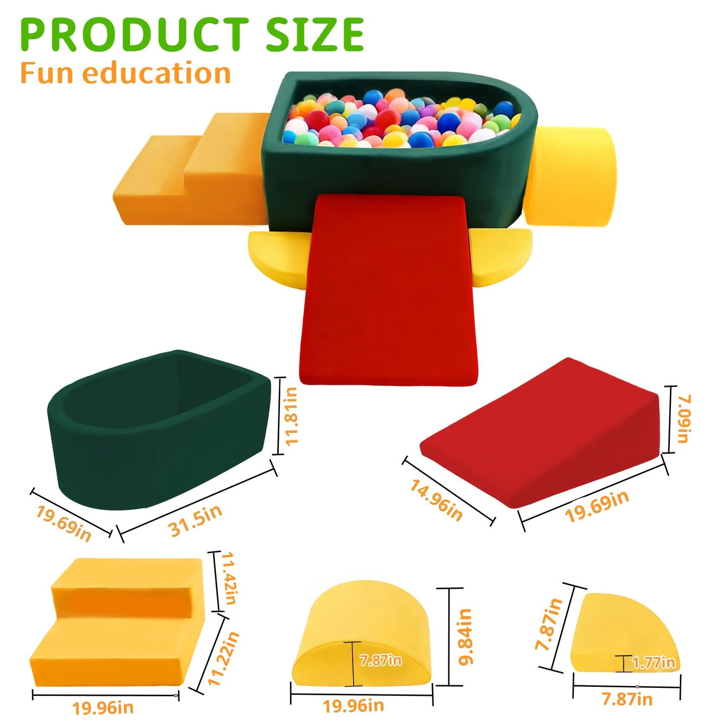 Foam Climbing Blocks for Toddler, Indoor Soft Climbing Toys with Ball Pit for Baby, 6pcs Soft Play Set Climbing Crawling Blocks for Playroom LivingRoom, Birthday Gift for 1-3 Years(Balls not Included)