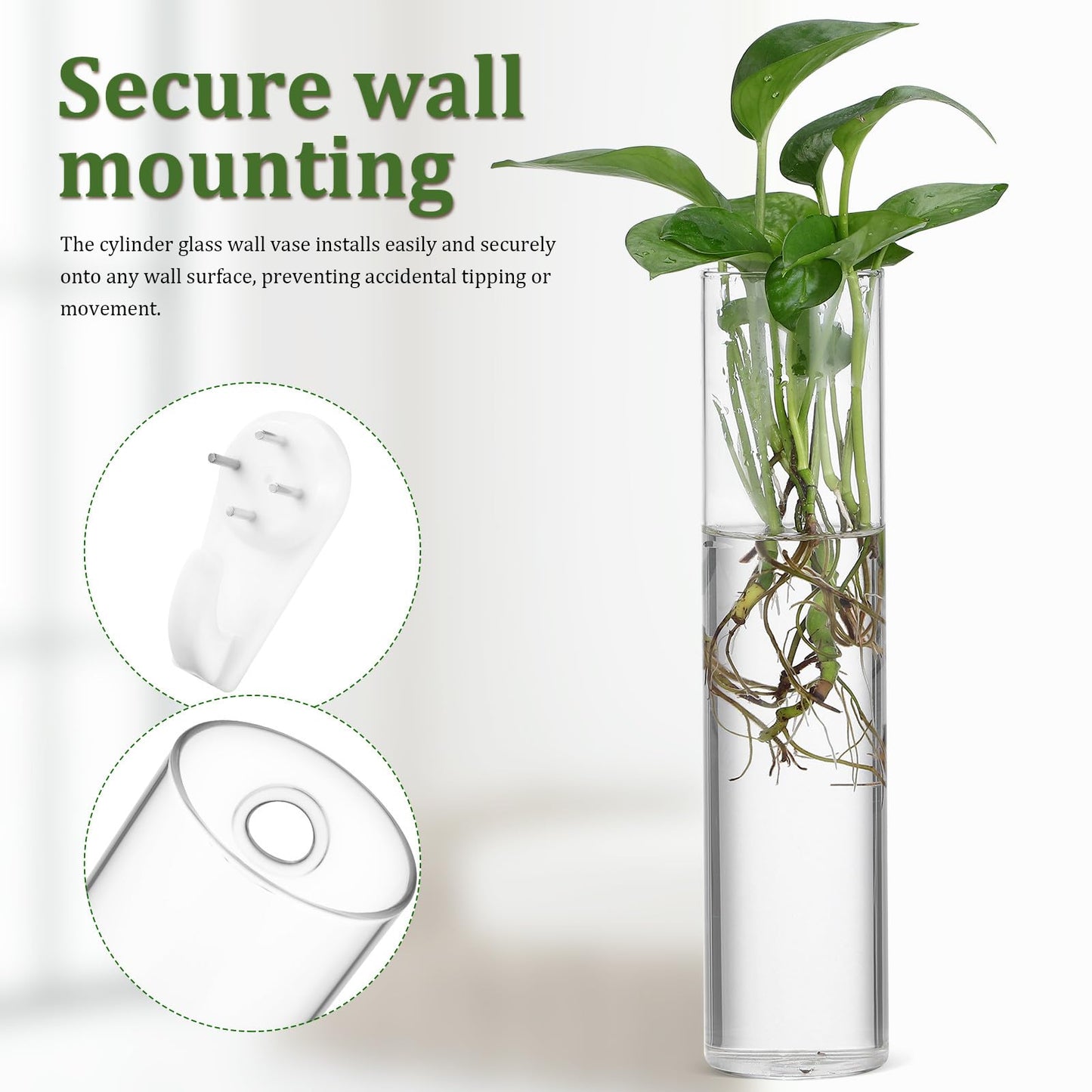 Angoily Wall Mounted Flower Vase Glass Tube Propagation Station 2pcs Hanging Terrarium Indoor Planter for Hydroponic Plants Modern Home Décor