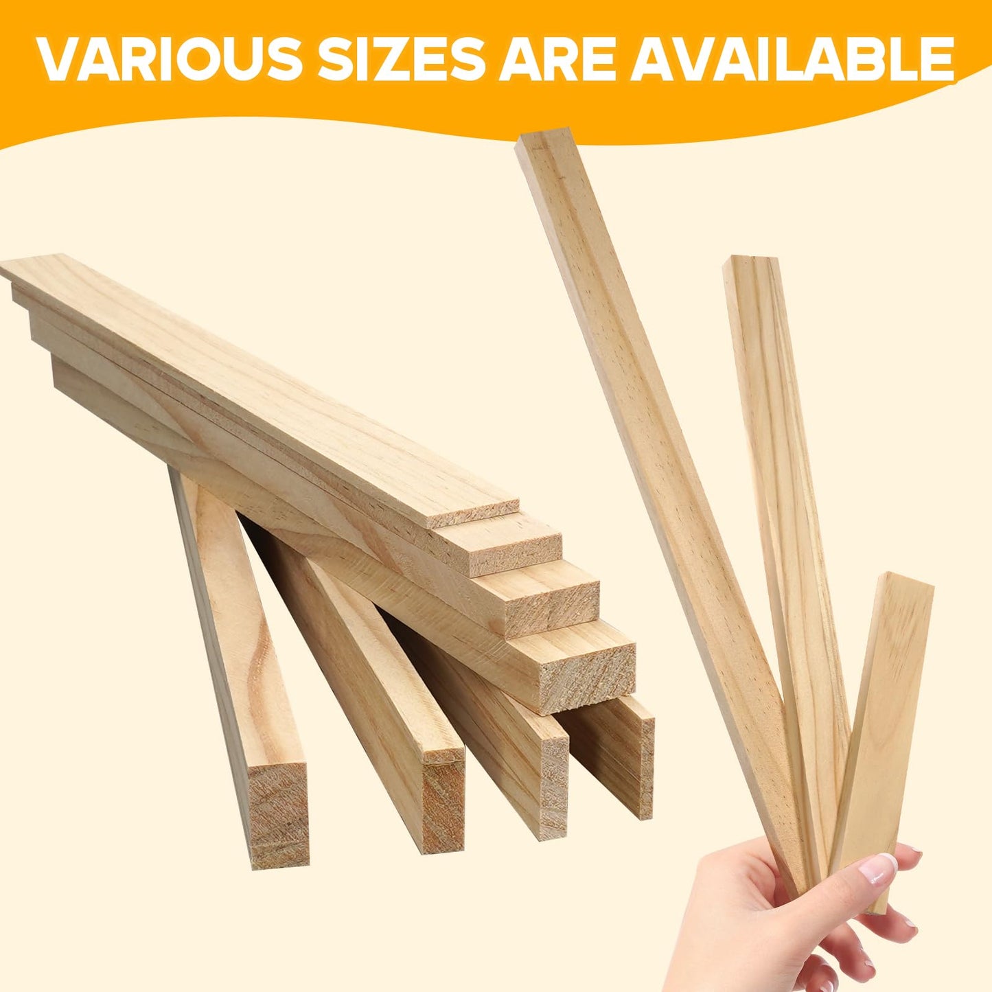 Wood Strips Slats for Wall, Square Wooden Dowels for Crafts 1/2"x 1" x 15", 10 PCS Wood Trim Planks for Crafting, Unfinished Pine Wooden Sticks Lumber Pieces for Woodworking Models Making Dollhouses