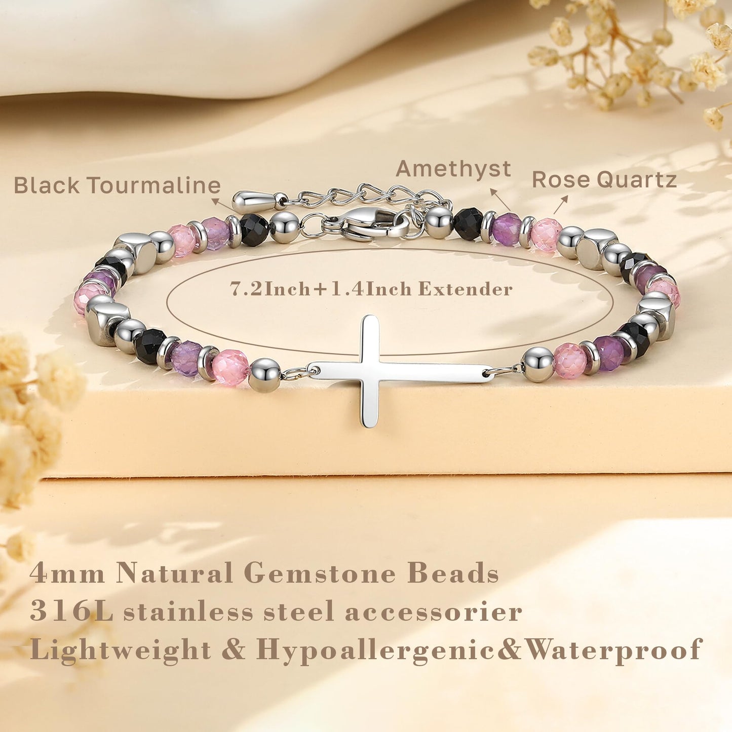 Wineord Easter Basket Stuffers for Teens, Religious Easter Gifts for Kids, Baptism First Communion Confirmation Gifts for Girls, Christian Faith Jewelry Anxiety Relief Cross Bracelets for Women