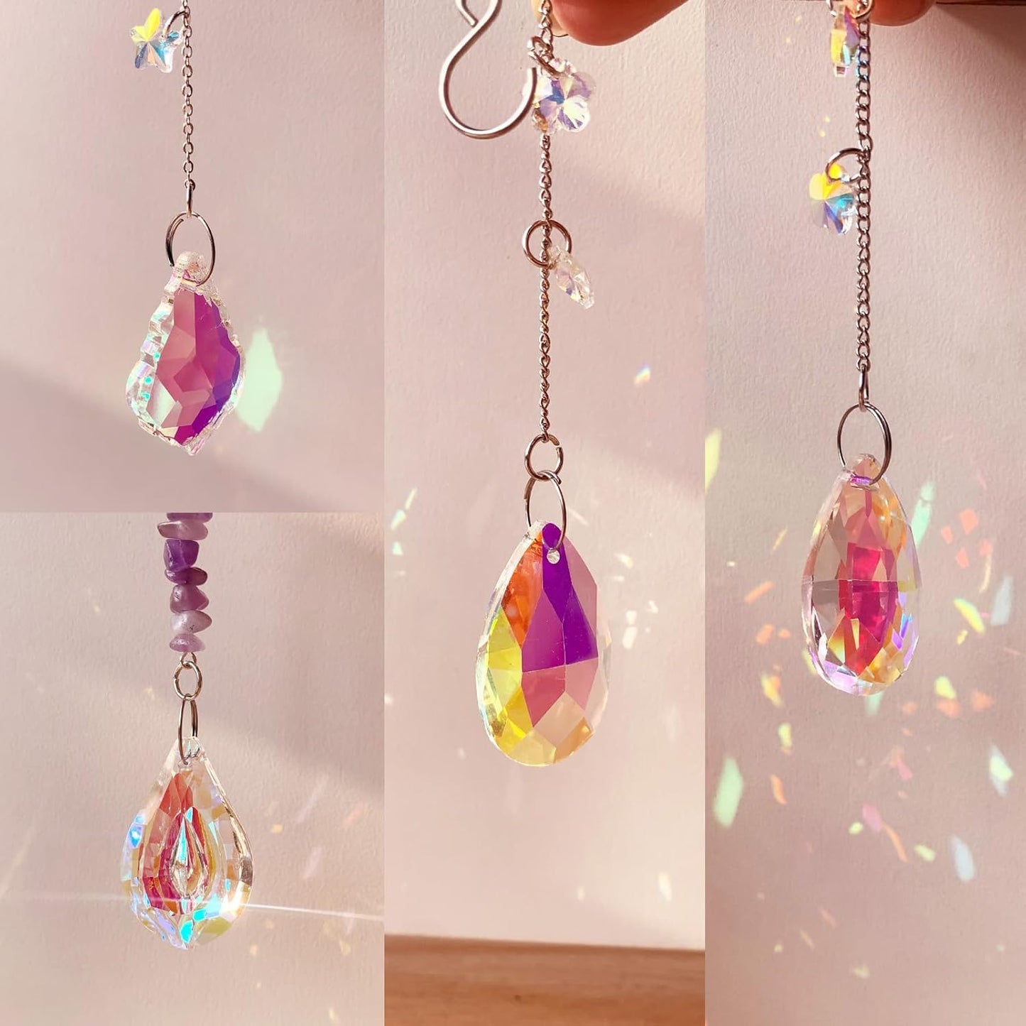 420pcs Suncatcher Making Kits for Adults Crystal Sun Catchers Crafts with Hooks Chains Pendants Rainbow Maker for Window Hanging Prism Indoor Outdoor Garden Xmas Wedding Party Decor (Mermaid)