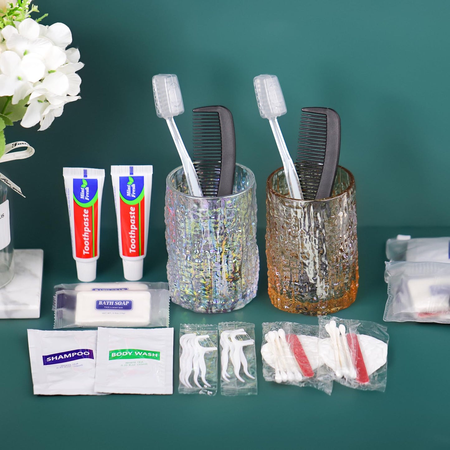 20 Sets Personal Hygiene Kit Bulk, Disposable Toothbrushes with Toothpaste Floss Comb Soap Cover Shampoo Body Wash and Vanity Kit, Toiletry Kits Homeless Supplies Bulk for Women,Men,Travel,Homeless