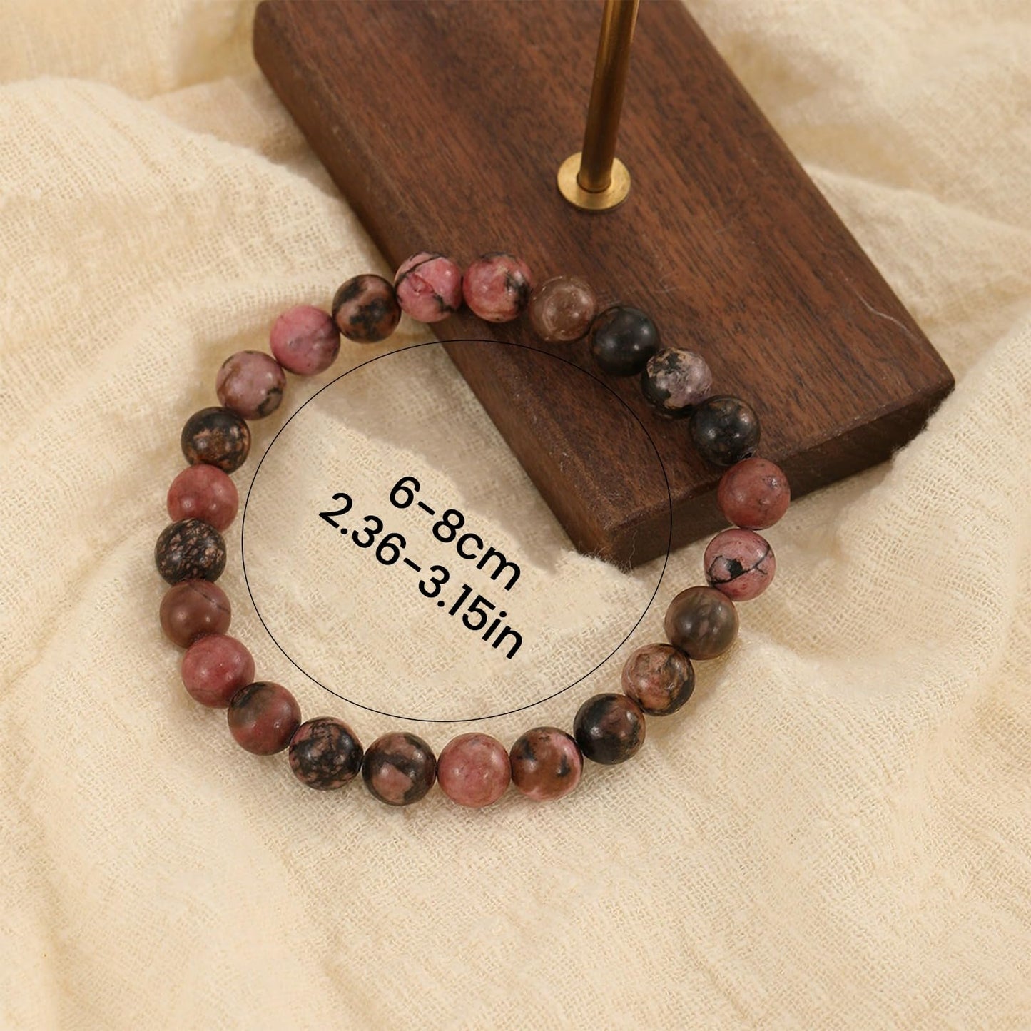 Crystal Vibe Rhodolite Crystal Bracelet for Love and Balance - 8mm Beaded Bracelet for Emotional Healing, Positivity and Protection -Chakra Bracelets Gifts for Women Men - Adjustable Size