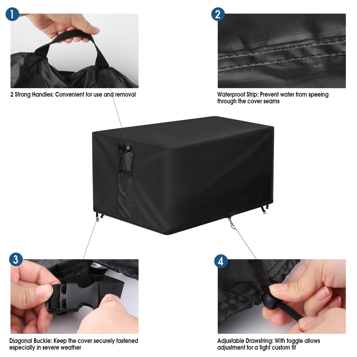 Velfree Fire Pit Cover Rectangular 51 Inch, Outdoor Fire Table Cover Rectangle, Waterproof Heavy Duty Cover for Patio Fireplace/Gas Firepit Table/Patio Propane Firepit- 51 x 31 x 25 Inch