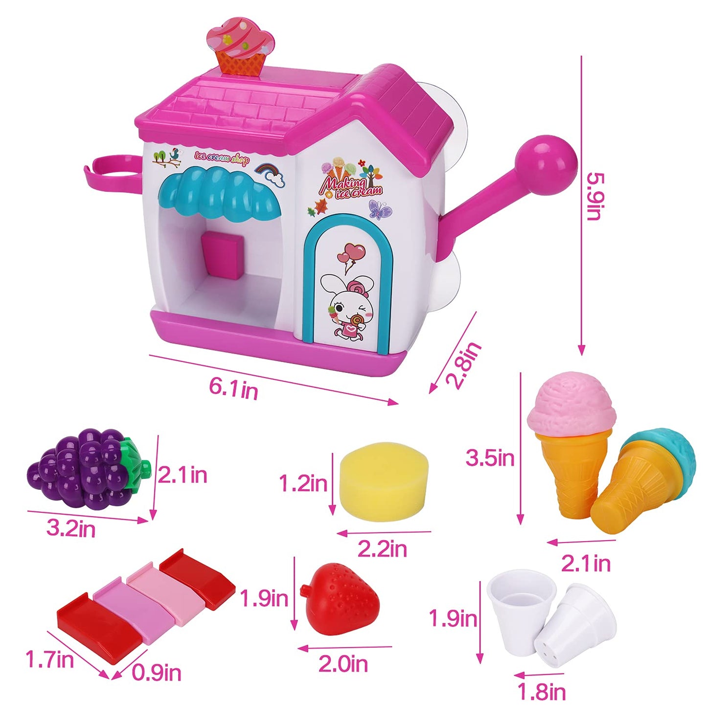 AugToy Bath Toys for Toddlers 3-5 Years, Ice Cream Foam Maker Bath Toys for Kids Ages 4-8, Bubble Pretend Cake Play Set Bathtub Water Toys Age 3 4 5 Year Old Girls Boys Holiday Birthday Gifts Idea