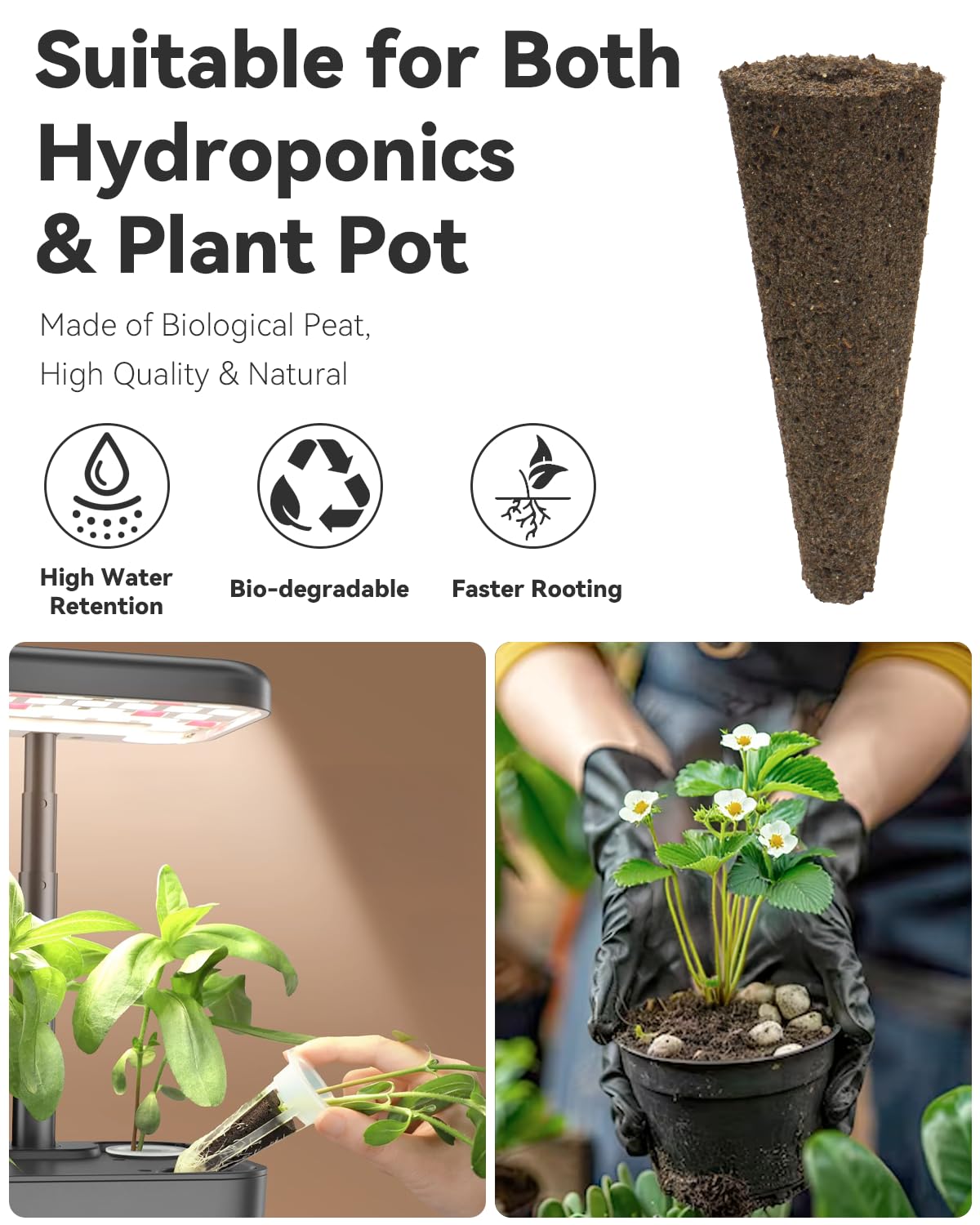 LYKOCLEAN Hydroponic Seed Pod Kit Compatible with AeroGarden, Ahopegarden, iDoo, MUFGA, 8 Pods Complete Growing Anything Garden Supply with Strawberry Seeds, Grow Sponges, Baskets, Domes, Labels