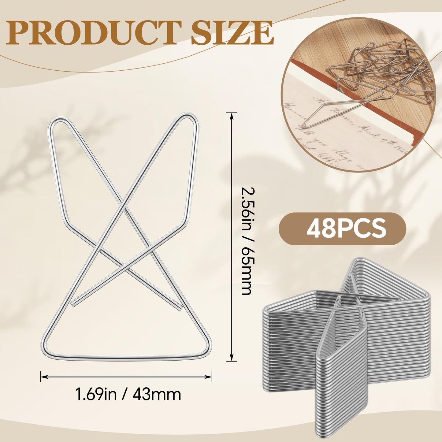 Tosstuki 48 Pcs Ideal Paper Clamps Butterfly Clips Large Mental Butterfly Wire 2.56 x 1.69 Inch No. 1 Size Silver Durable Metal Clips for Crafting Sewing Paper Fabric DIY Project Holders