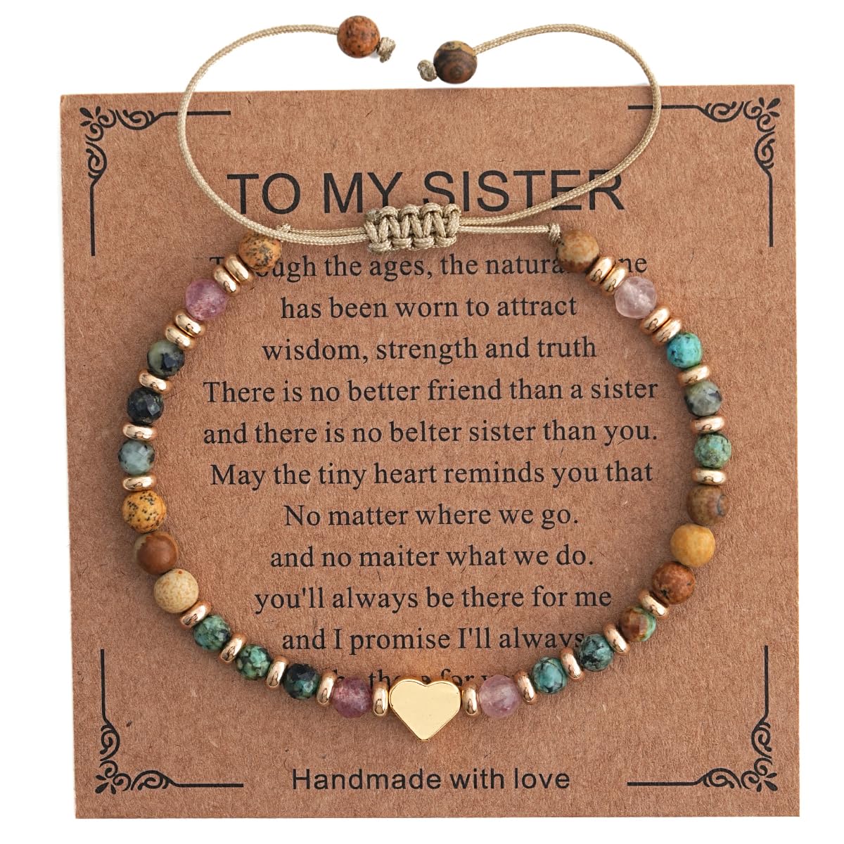 Winerbalaa Inspirational Gifts for Women,Natural Healing Stones Bracelets,Heart Get Well Soon Thinking of You Gifts for Women Family Sister Friendship Birthday Gift