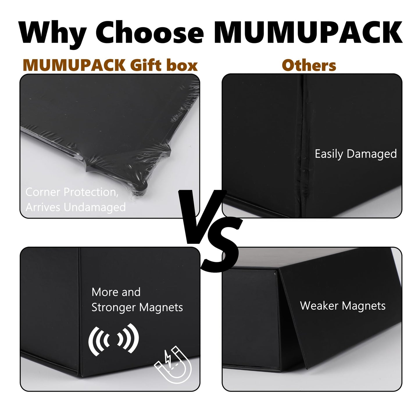MUMUPACK Black Gift Box,19x16x6 Extra Large Gift Boxes With Lids For Presents Includes Ribbon And Diy Printable Sticker Paper,Bridesmaid Proposal Box,Magnetic Gift Box For Birthday,Wedding,Graduation