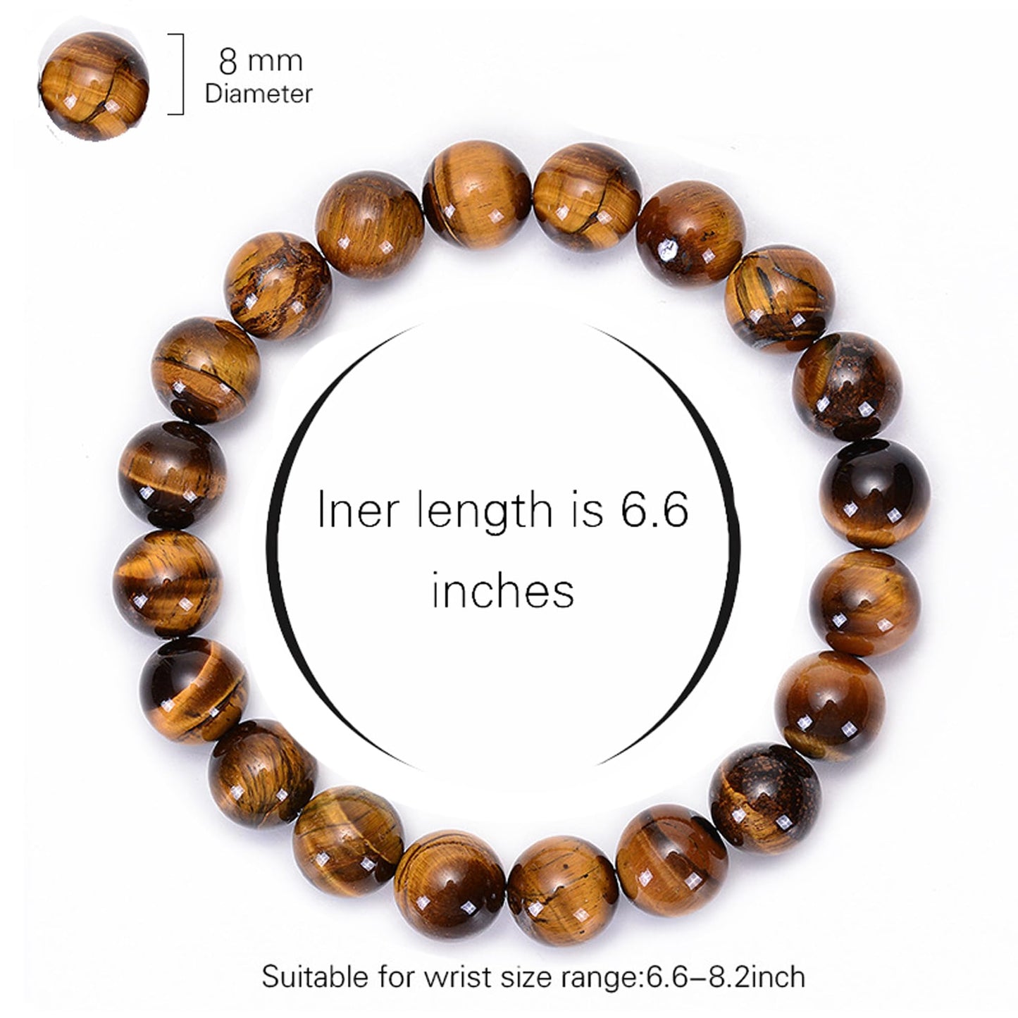 Cryhand Tigers Eye Protection Handmade Bracelet Best Present For Men Women Attract Wealth Chakra Feng Shui Stretchy Beaded Bracelets Lucky Friendship Bracelet (Tigers 2PCS)