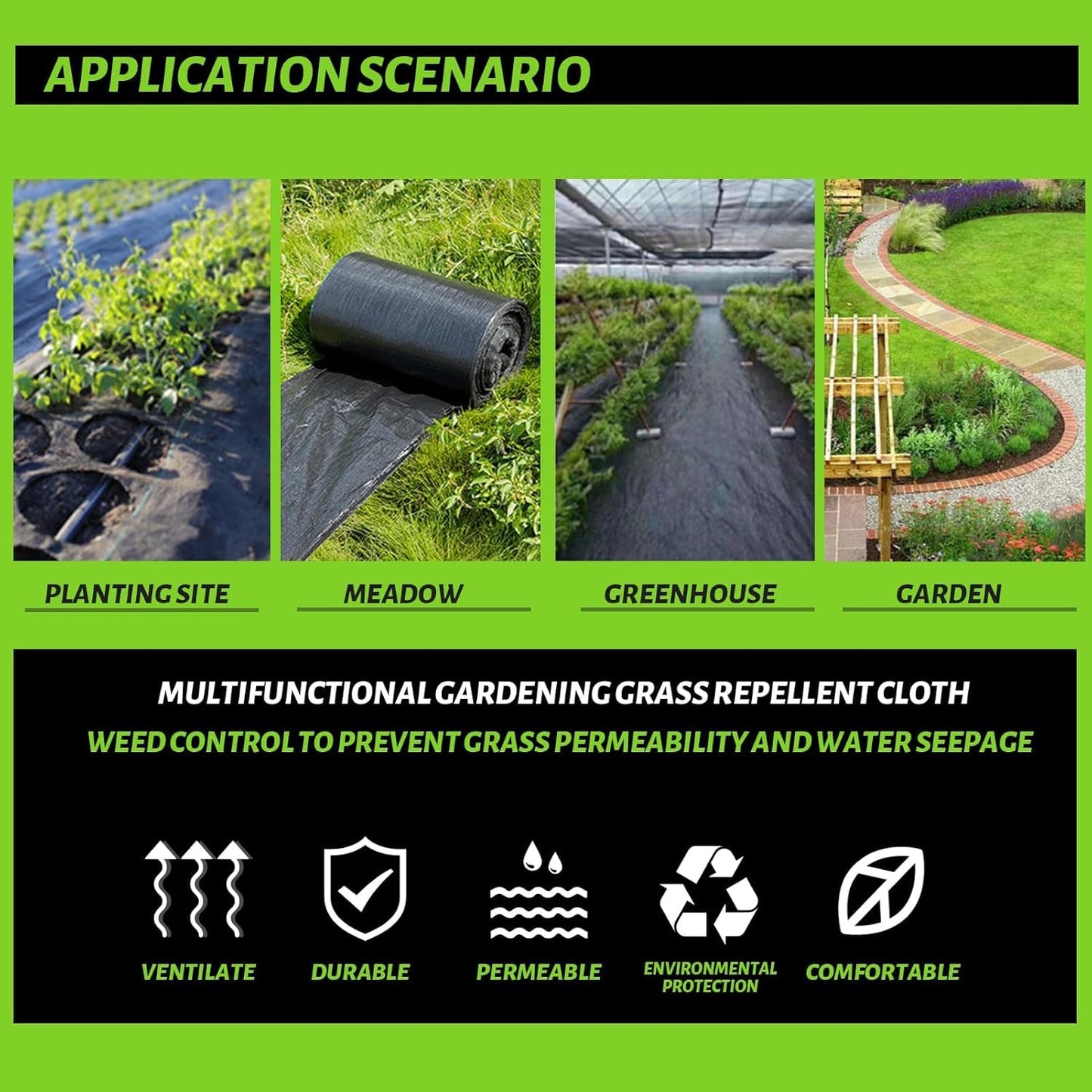 CFTEL 3x50FT Weed Barrier Landscape Fabric Heavy Duty, 3.2oz Durable Geotextile Fabric, Block Gardening Ground Cover Weed Mat, Weed Control Garden Cloth for Landscaping, French Drains, Yard Driveway