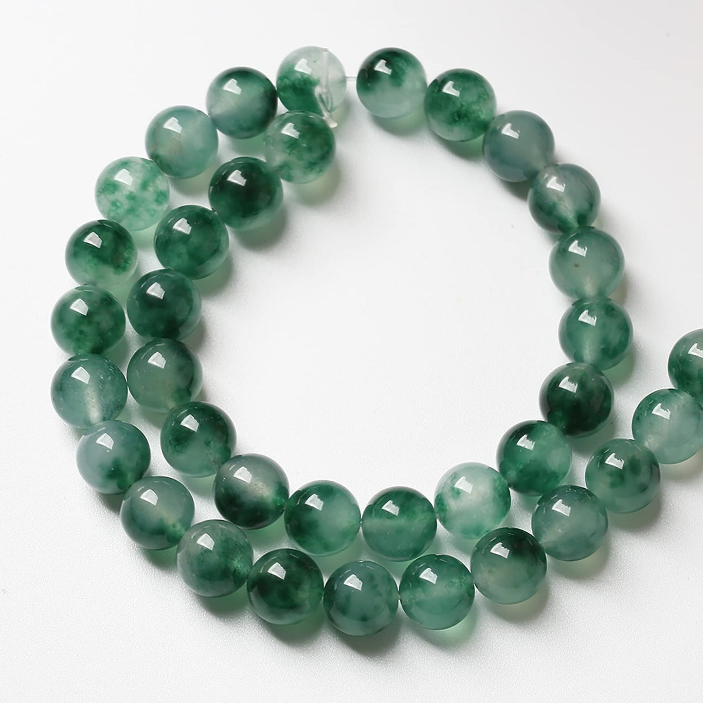 36pcs 10mm Natural Water Grass Jades Chalcedony Beads Round Loose Beads for Jewelry Making DIY Bracelets Crystal Energy Healing Power Stone (10mm, Water Grass Jade Beads)