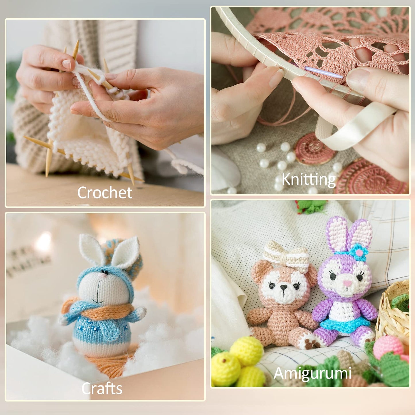 LIHAO 15 Skeins Acrylic Yarn for Crocheting Beginners Crochet Kit with 2.5mm Hook, 2625 Yards Bulk Anti-Splitting Yarn Bundles for Amigurumi, Granny Squares and DIY Crafting