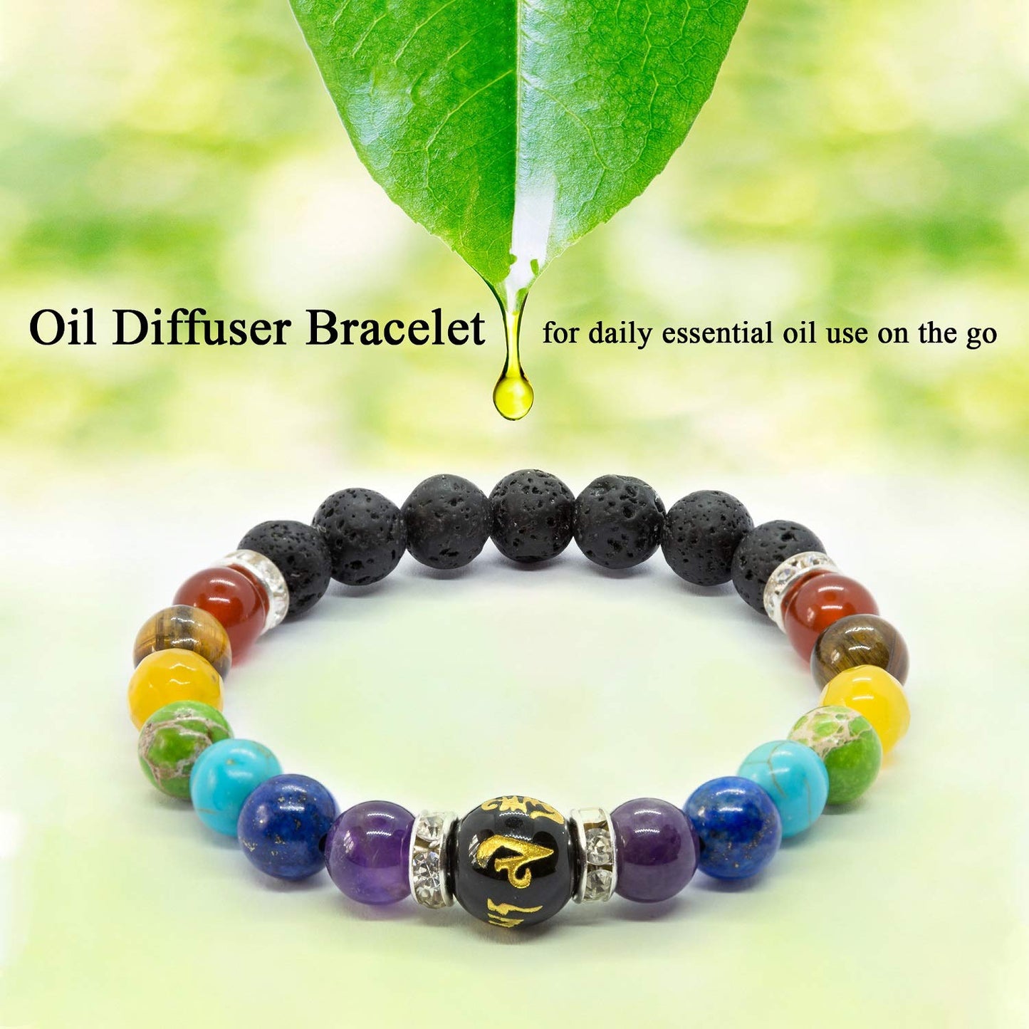 WICCSTAR Chakra Bracelet For Women. Healing Crystals For anxiety relief and Aromatherapy