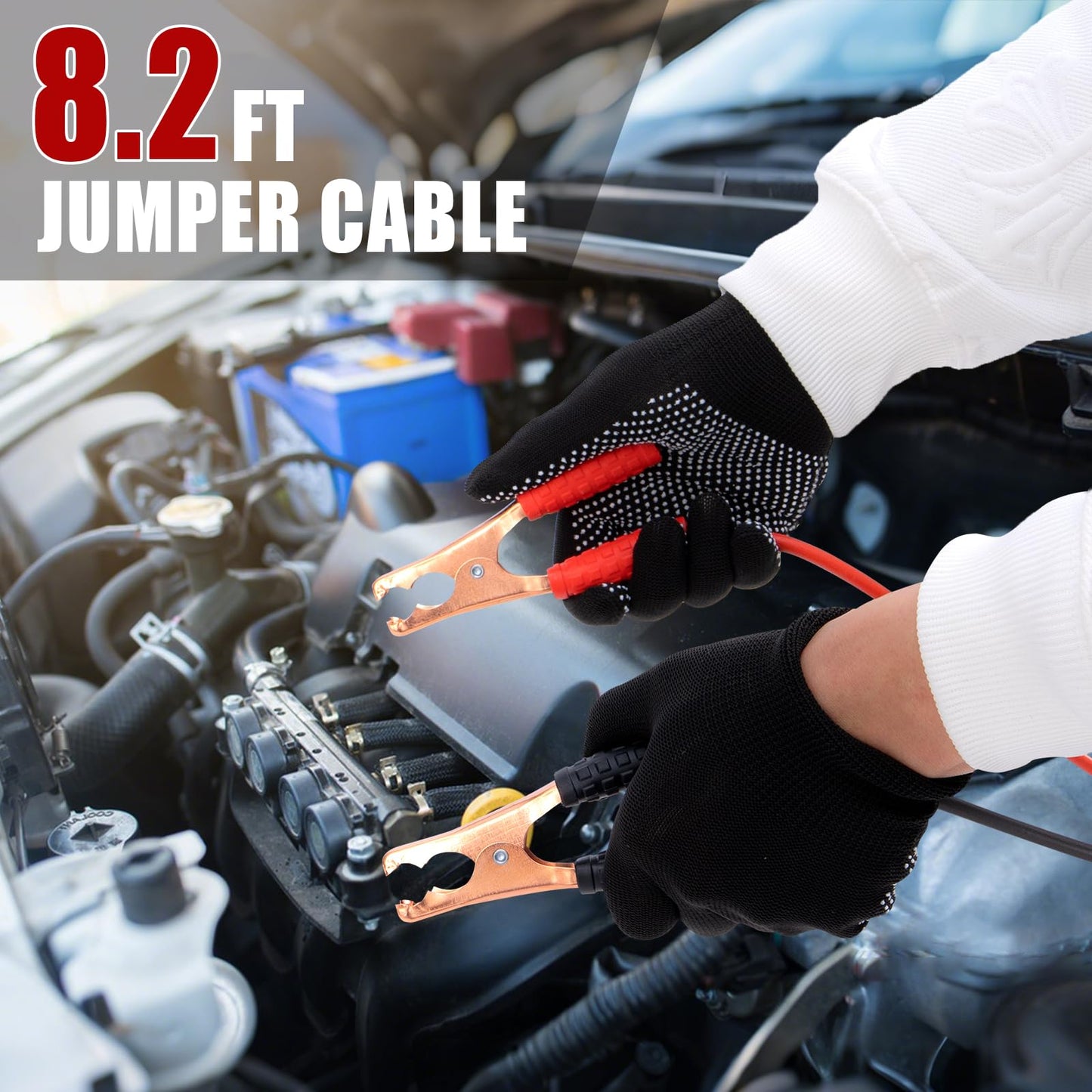 AUTODECO Car Roadside Emergency Kit, Car Safety Kit Portable Vehicle Kits for Emergency with Jumper Cables, Tow Straps, Safety Hammer, Black