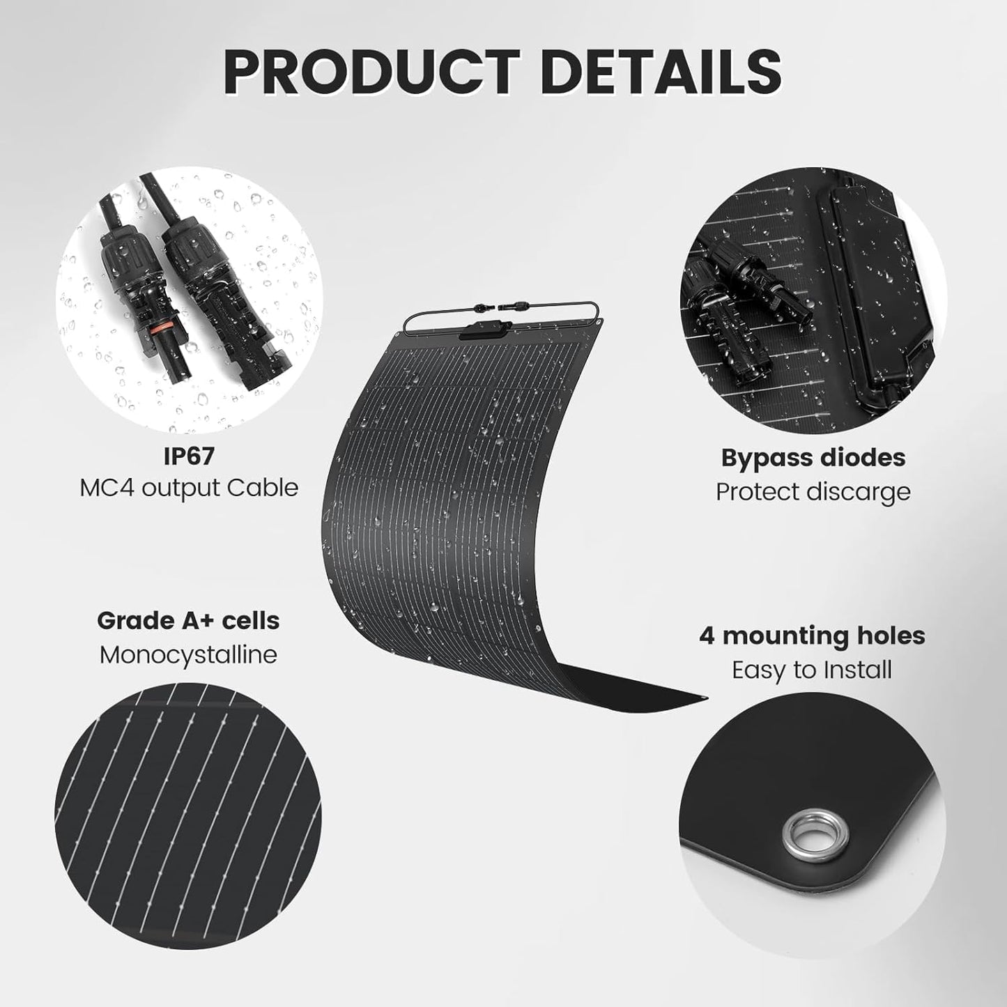 800 WattFlexible Solar Panel,2pcs 400 Watt Monocrystalline Solar Panel kit 10BB High Efficiency Module PV Power for 12-36V Battery Charging Car Battery Camper