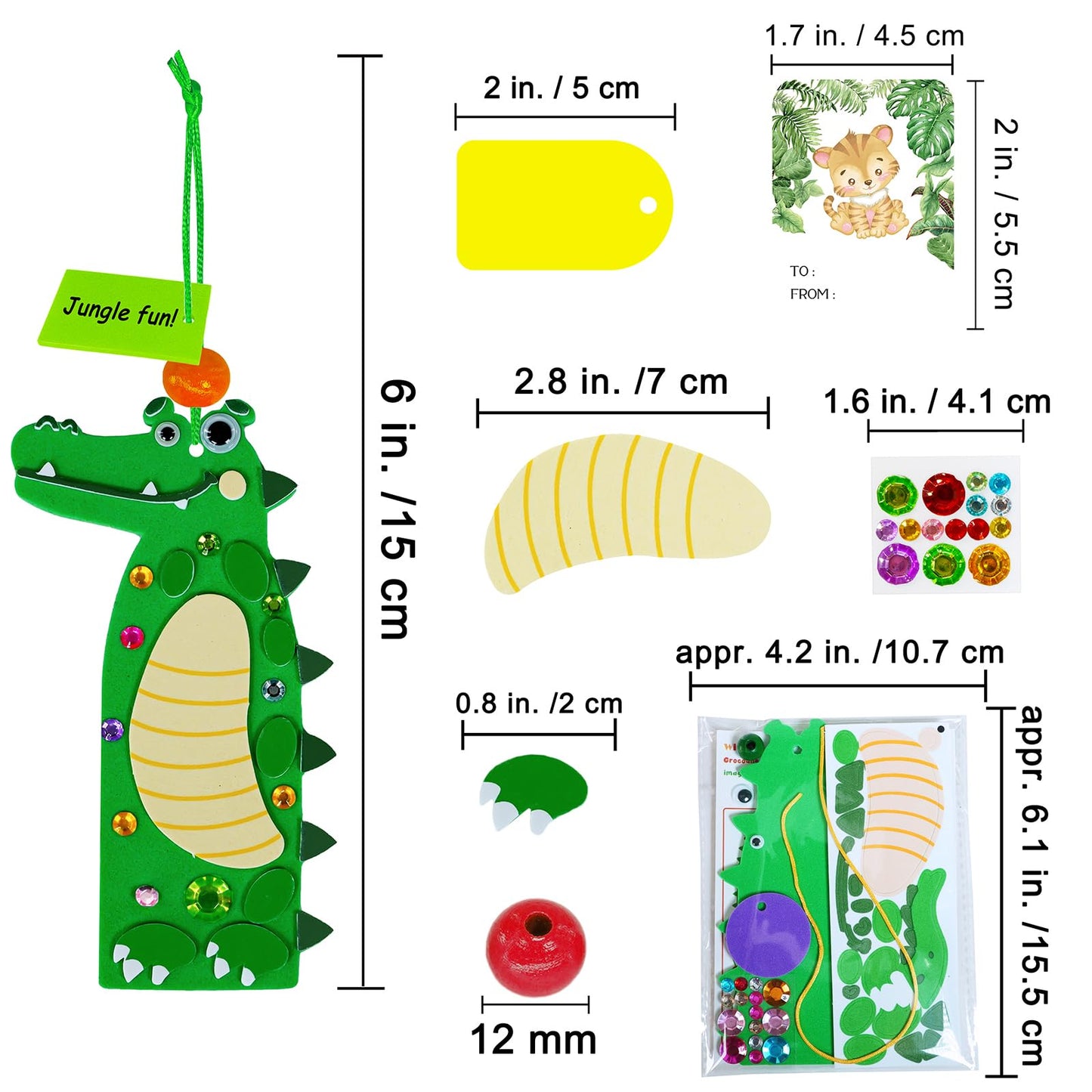 Winlyn 32 Sets Jungle Animal Crafts Kits DIY Jungle Safari Zoo Wild Animal Bookmarks Decorations Art Set Tiger Lion Zebra Foam Stickers for Kids Party Favors Classroom Activities Reading Rewards