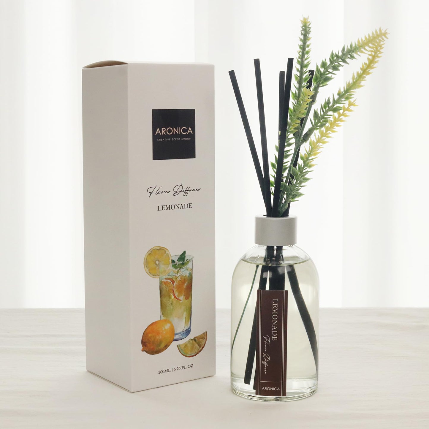 Aronica Lemon Scented Air Freshener, Reed Diffuser Scent for Apartment, Lemon Infussd Room Freshener, Citrus House Scent, New Apartment Essentials, House Warming Gifts New Home