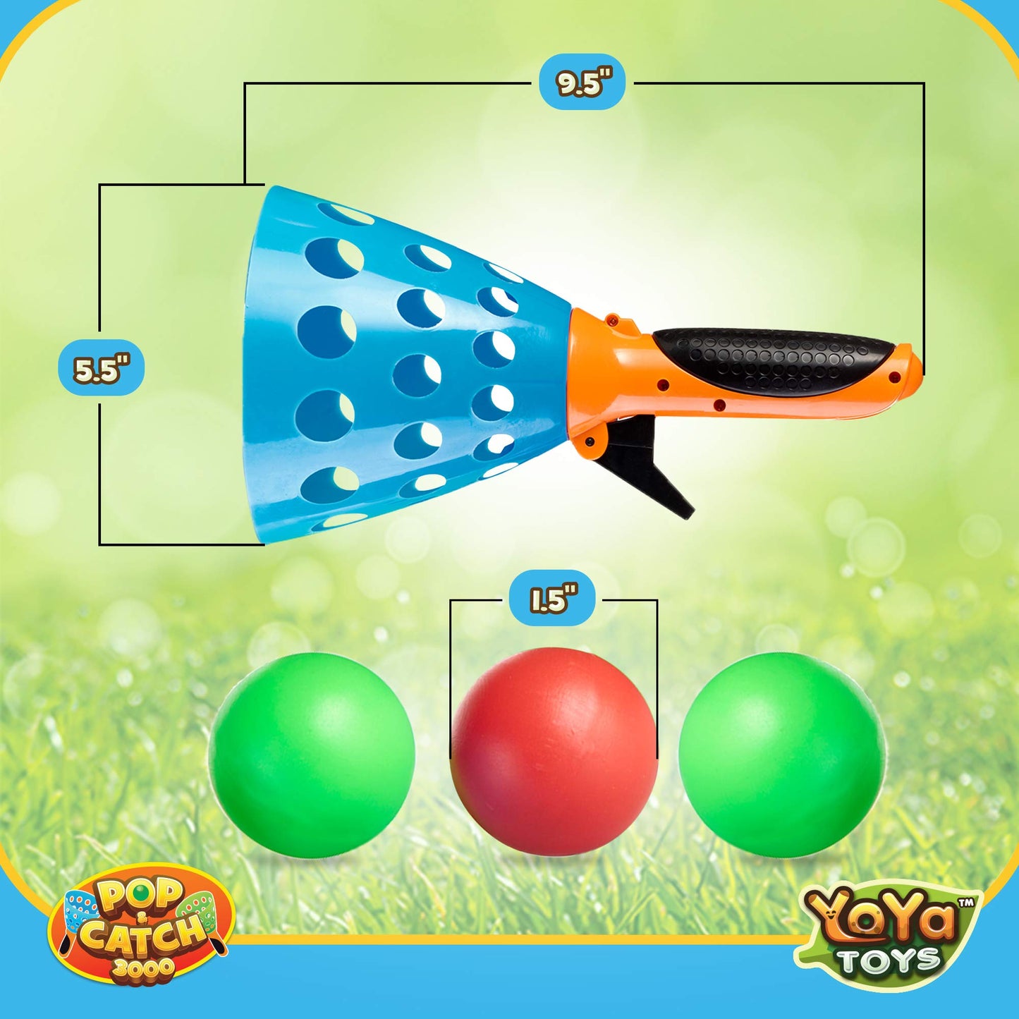 YoYa Toys Pop and Catch Ball Game - Indoor Outdoor Kids Play Activities, Pop-Pass-Catch Games for Camping, Beach Sport, Backyard, Pool - 2 Launcher Baskets, Ages 3 4 5 6 7 8 9 Year Old Boys Girls Gift