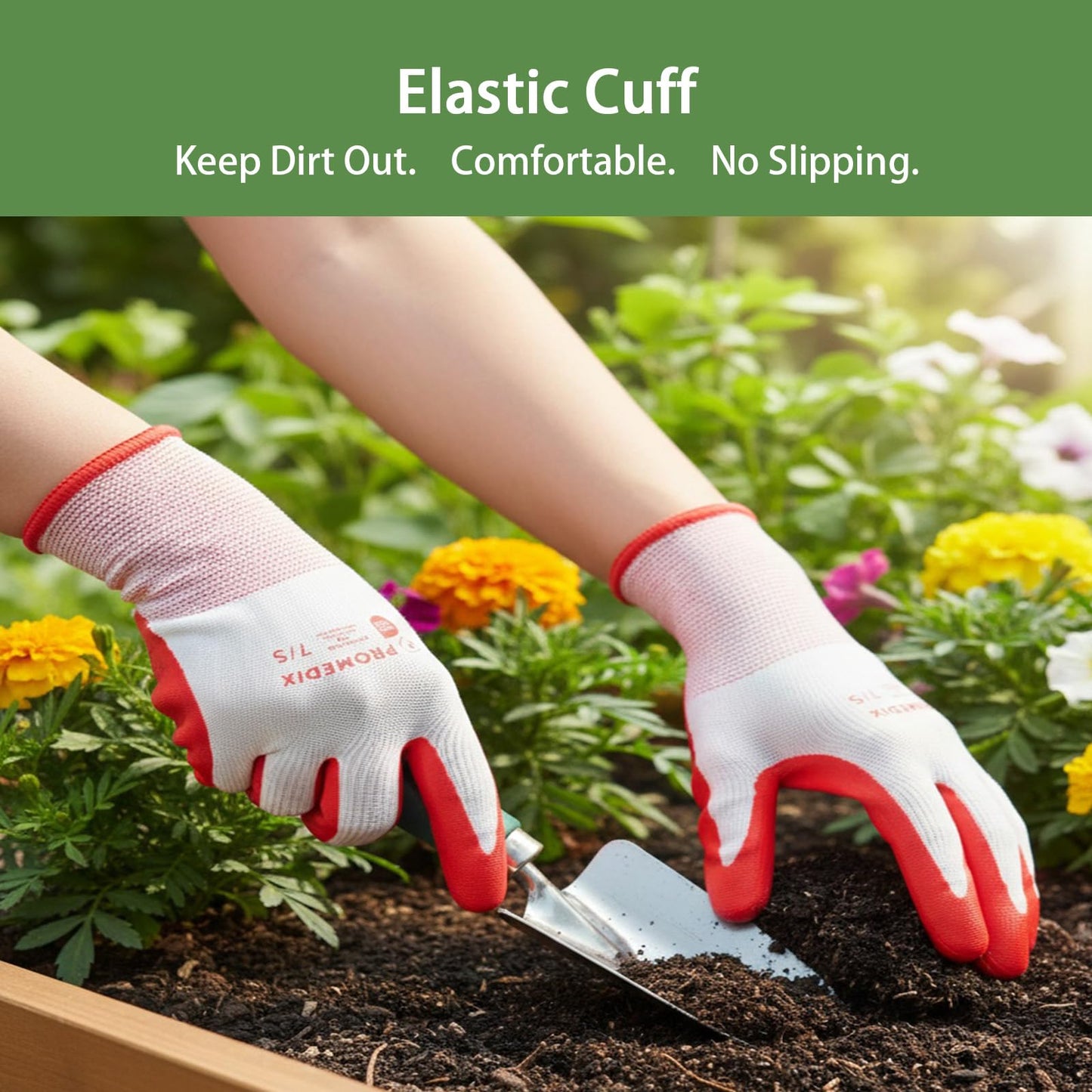 PROMEDIX P 4 Pairs Gardening Gloves for Women & Men, Breathable Nitrile Coated for Yard Working, Garden Gloves Easy to Clean Washable with Non-Slip Grip multi,L