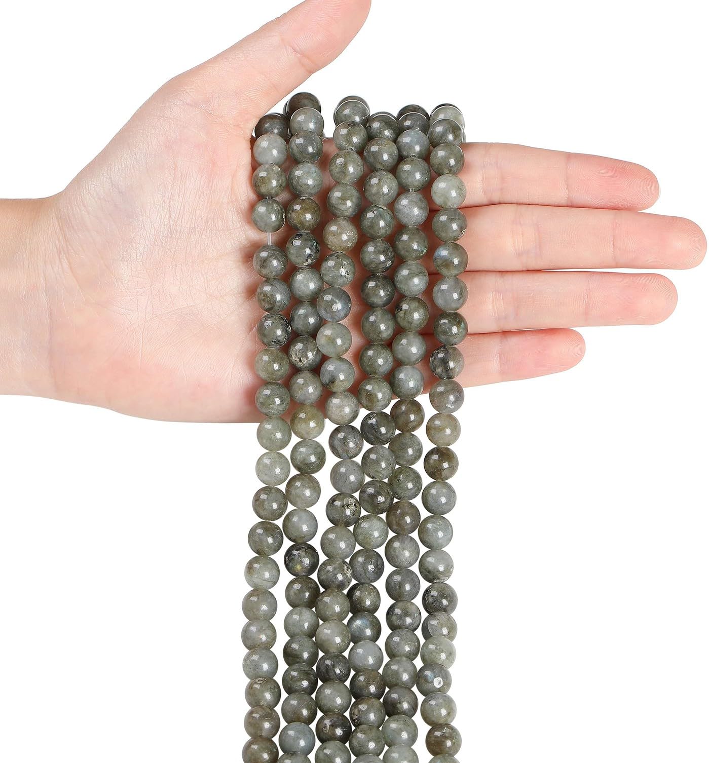 LAIDANLA Labradorite 8mm Natural Stone Beads Round Loose Gemstone Stone Beads for DIY Bracelet Necklace Earrings Jewelry Making Polishing Genuine Real Beading Crystal 96PCS 2 Strand 32"