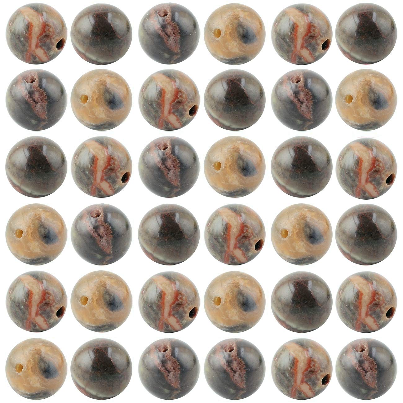 Natural Stone Beads 100pcs 8mm Ocean Jade Round Genuine Real Stone Beading Loose Gemstone Hole Size 1mm DIY Smooth Beads for Bracelet Necklace Earrings Jewelry Making (Ocean Jade, 8mm)