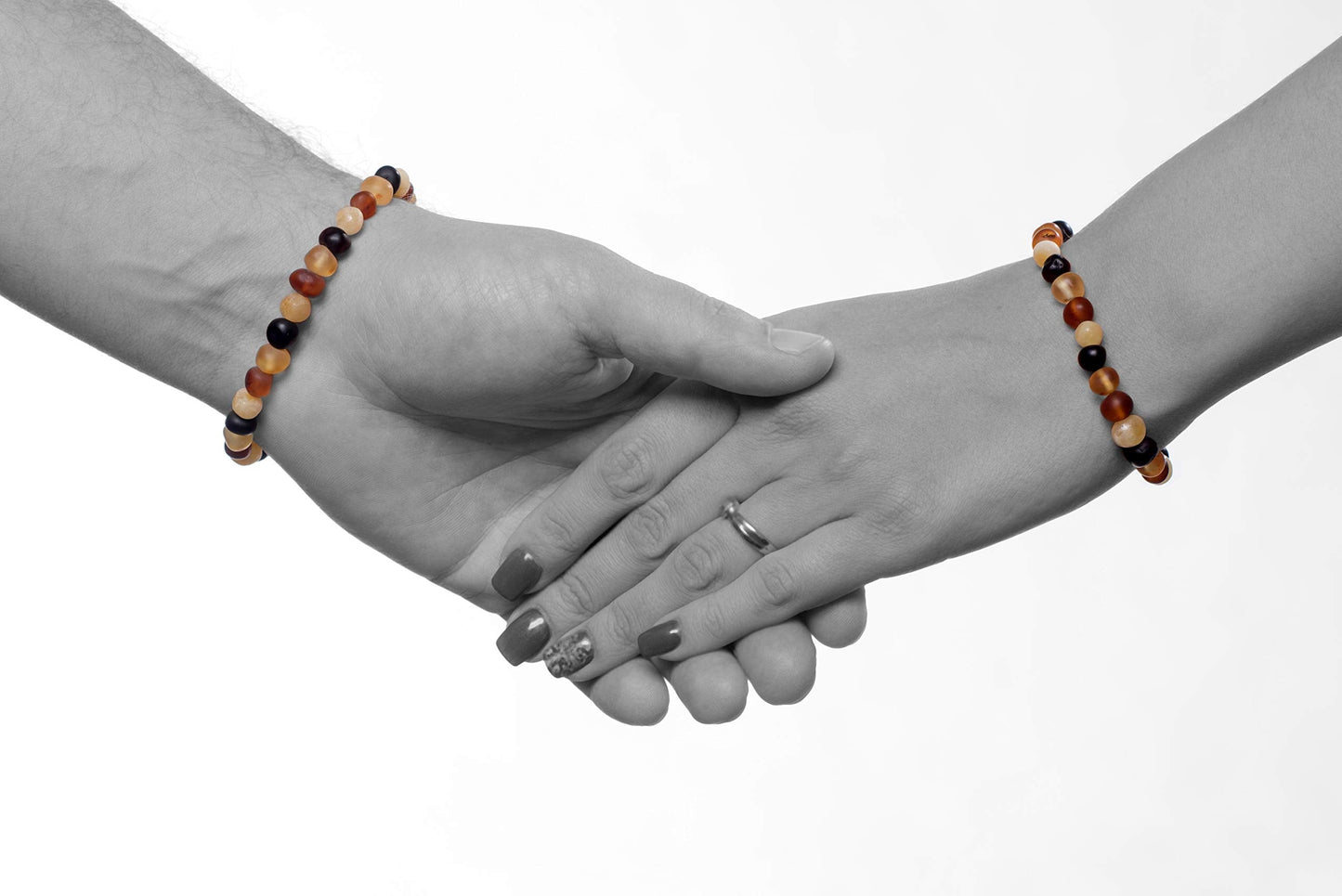 AMBERAGE Natural Baltic Amber Bracelet for Adults (Women/Men) - Hand made From Raw-Unpolished/Certified Baltic Amber Beads(6 Colors) (7, Raw-Unpolished Multi)