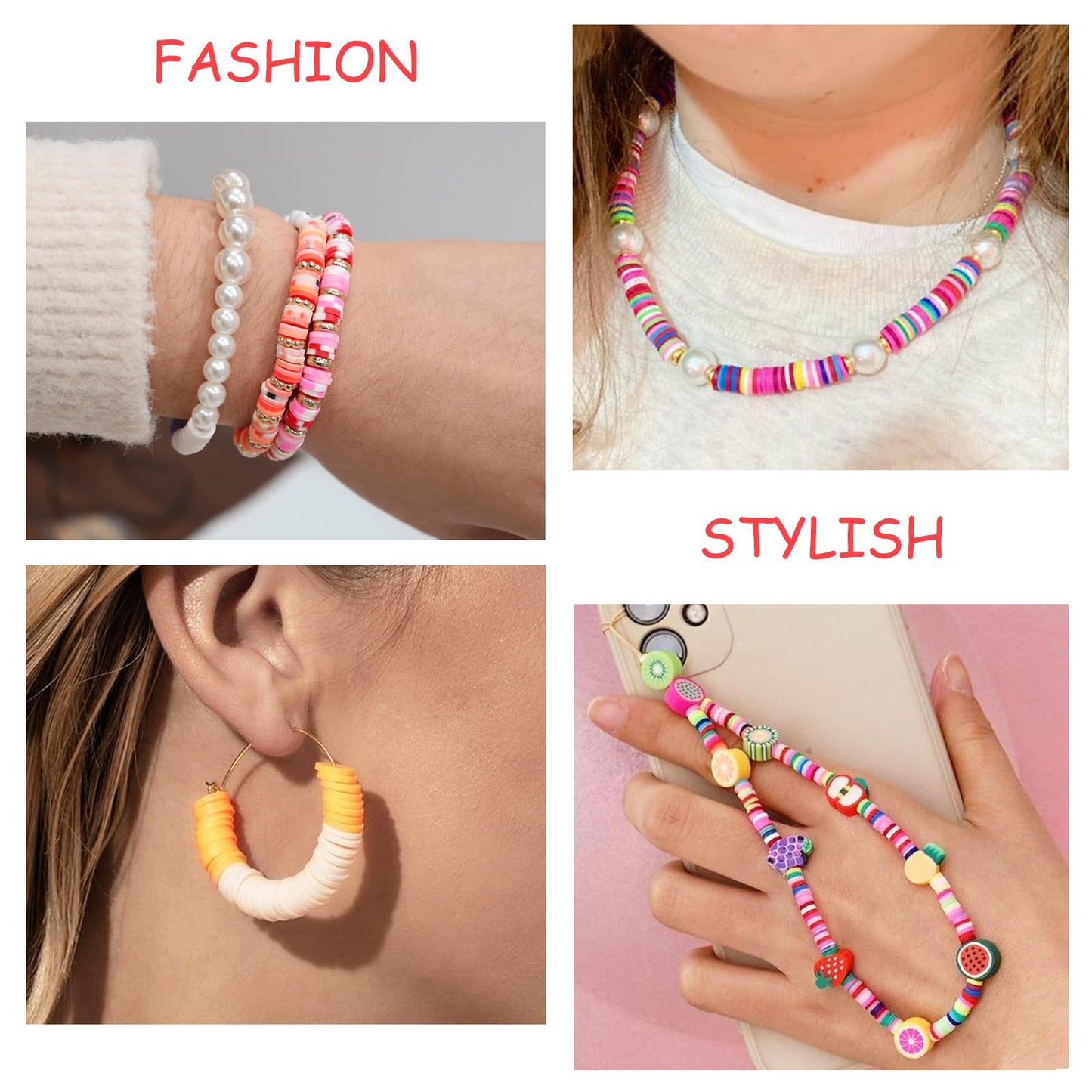Redtwo 10000 Pcs Clay Beads Bracelet Making Kit, 3 Boxes 60 Colors Flat Preppy Beads for Friendship Bracelet Kit, Polymer Heishi Beads with Charms for Jewelry Making, Crafts Gifts for Teen Girls