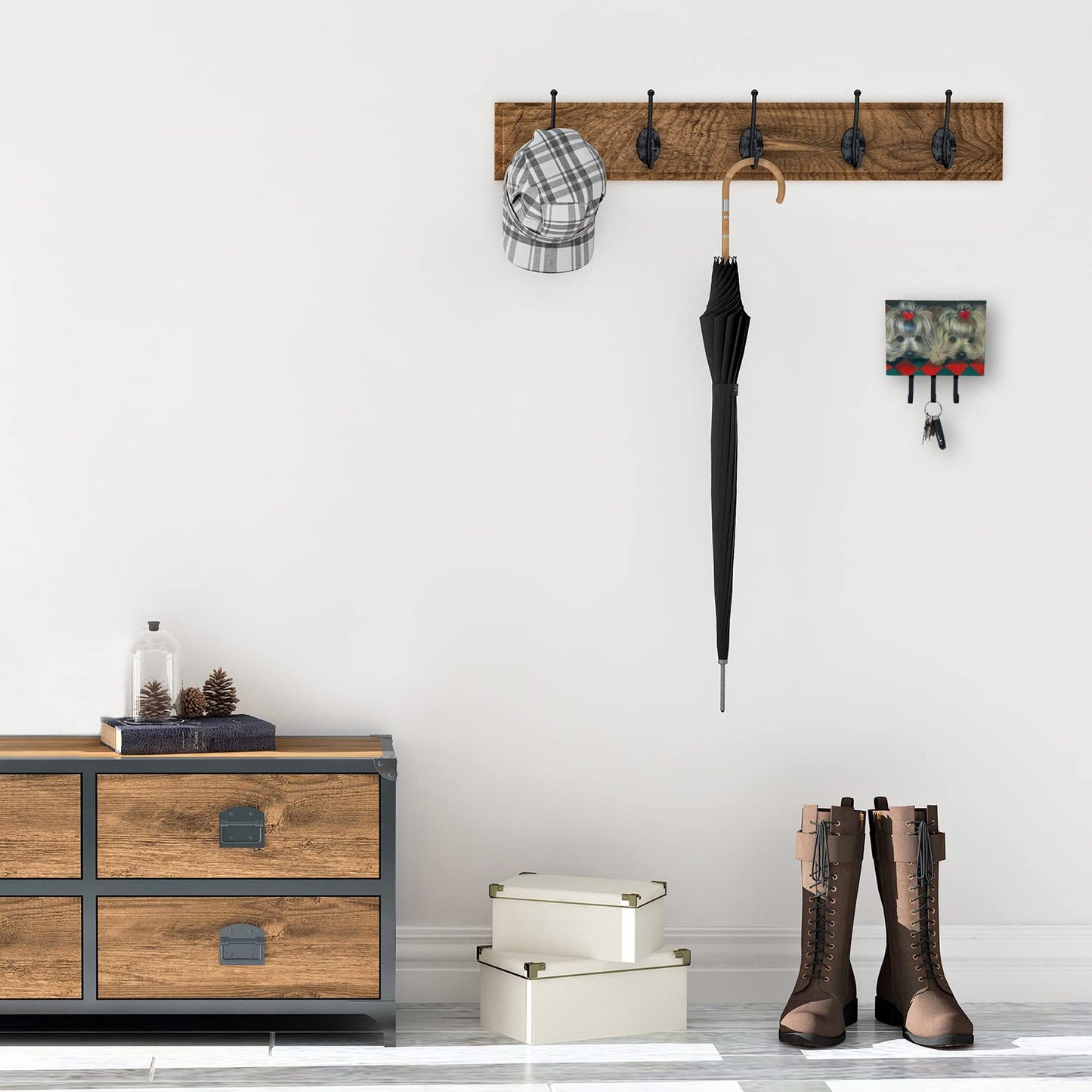 Caroline's Treasures PPP3290TH68 Yorkshire Terrier Yorkie 2 Hearts Leash or Key Holder, Wall Hooks, Key Hooks Holder, Coat Rack Wall Mount, Coat Hooks, Hooks for Hanging Keys, Towels, Aprons, Leashes,