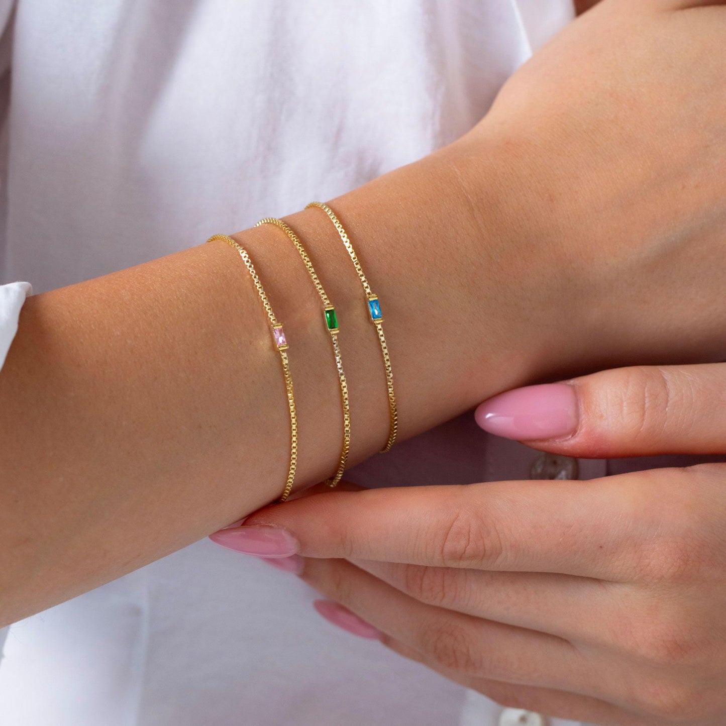 JSJOY Dainty Birthstone Bracelets for Women February Birthstone Bracelet Birthday Gifts Gold Amethyst Crystal Link Bracelet Jewelry Mothers Day Graduation Gifts for Her
