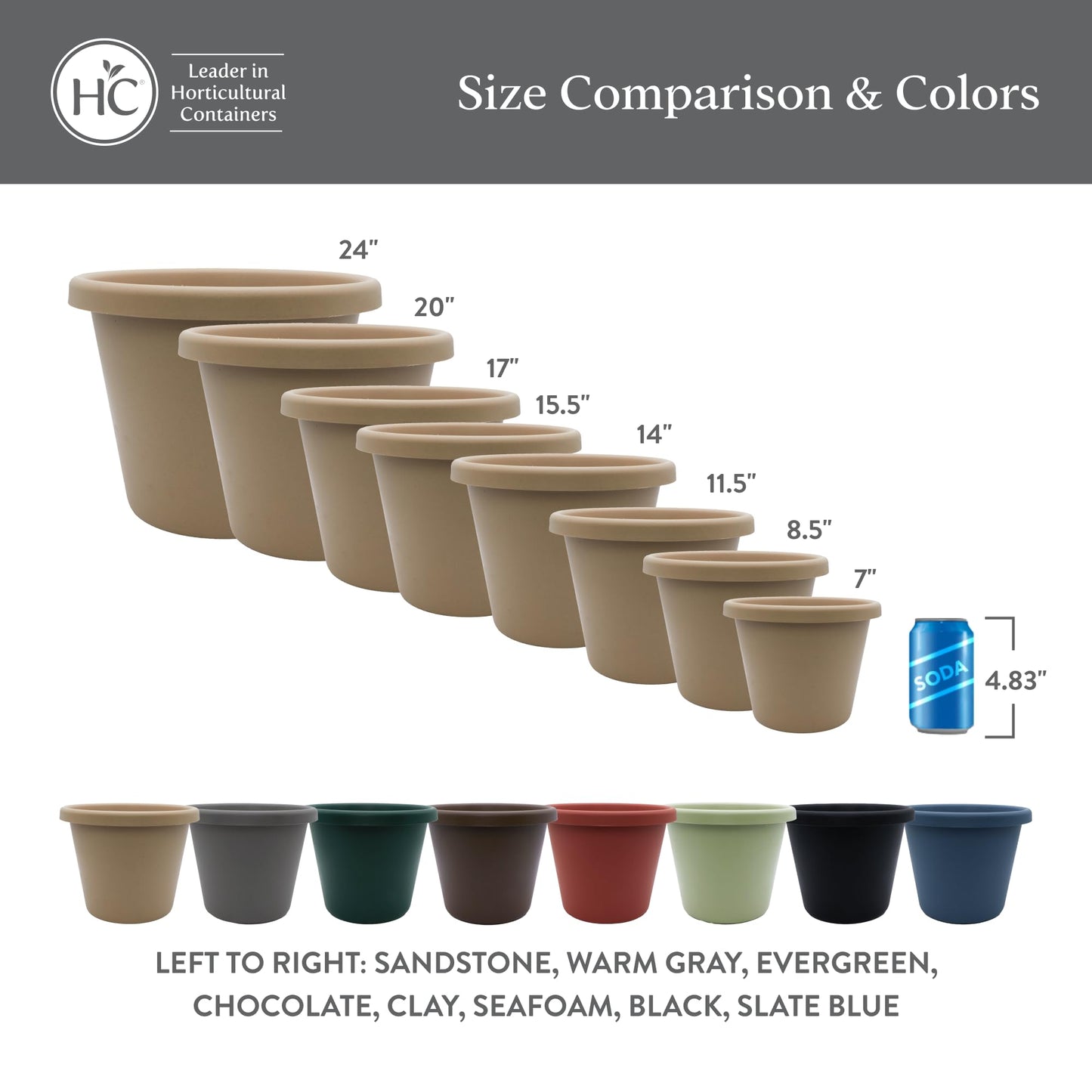 The HC Companies 11.5 Inch Classic Round Planter Pots with Drainage, Rolled Rim Plastic Planters for Indoor & Outdoor Plants, 2-Pack Decorative Flower Pots for Garden, Office & Home Decor, Slate Blue