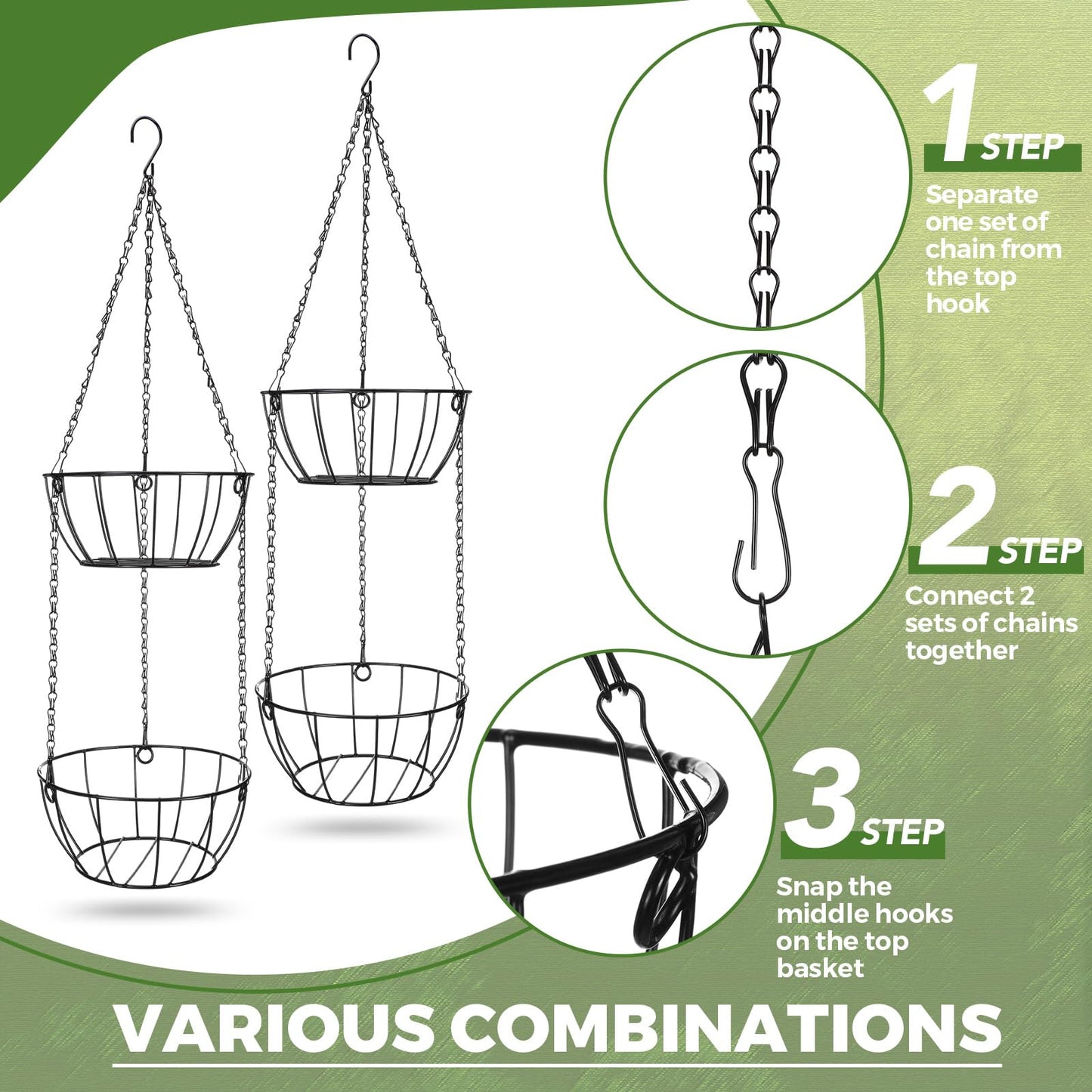 Nuogo 5 Pcs Plant Hanger Metal Plant Hanger Hanging Plant Holder 9.5 Inches Decorative Hanging Baskets for Plants Metal Hanging Planter Plant Shelf for Garden Porch Balcony Flower Pots Indoor Outdoor