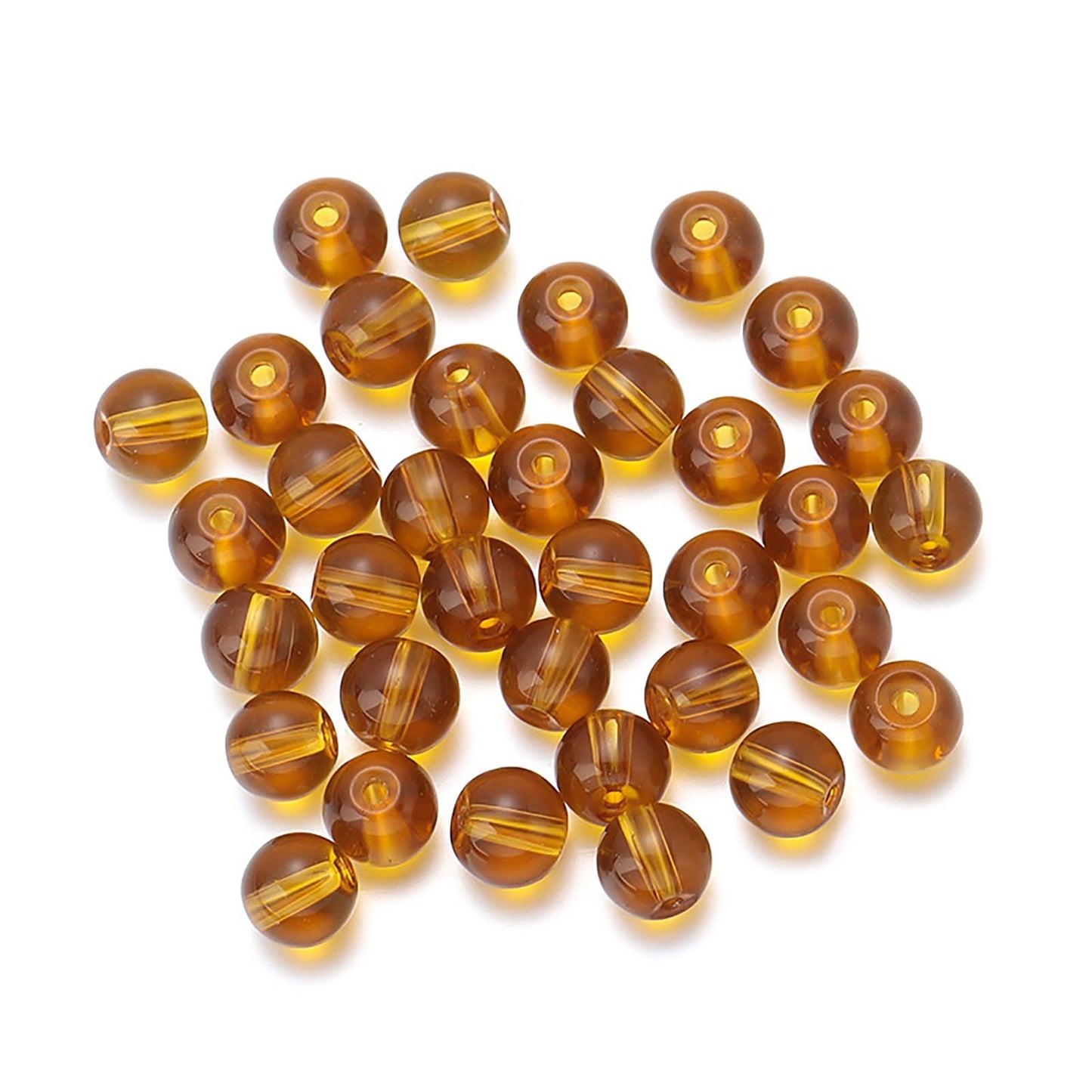 Gocelyn 476Pcs Natural Gemstone Smooth Round Crystal Glass Beads for Jewelry Making(Brown), Glass Spacer Loose Beads for Crafts Bracelets Necklaces Charms Pendants Presents 4/6/8/10/12mm