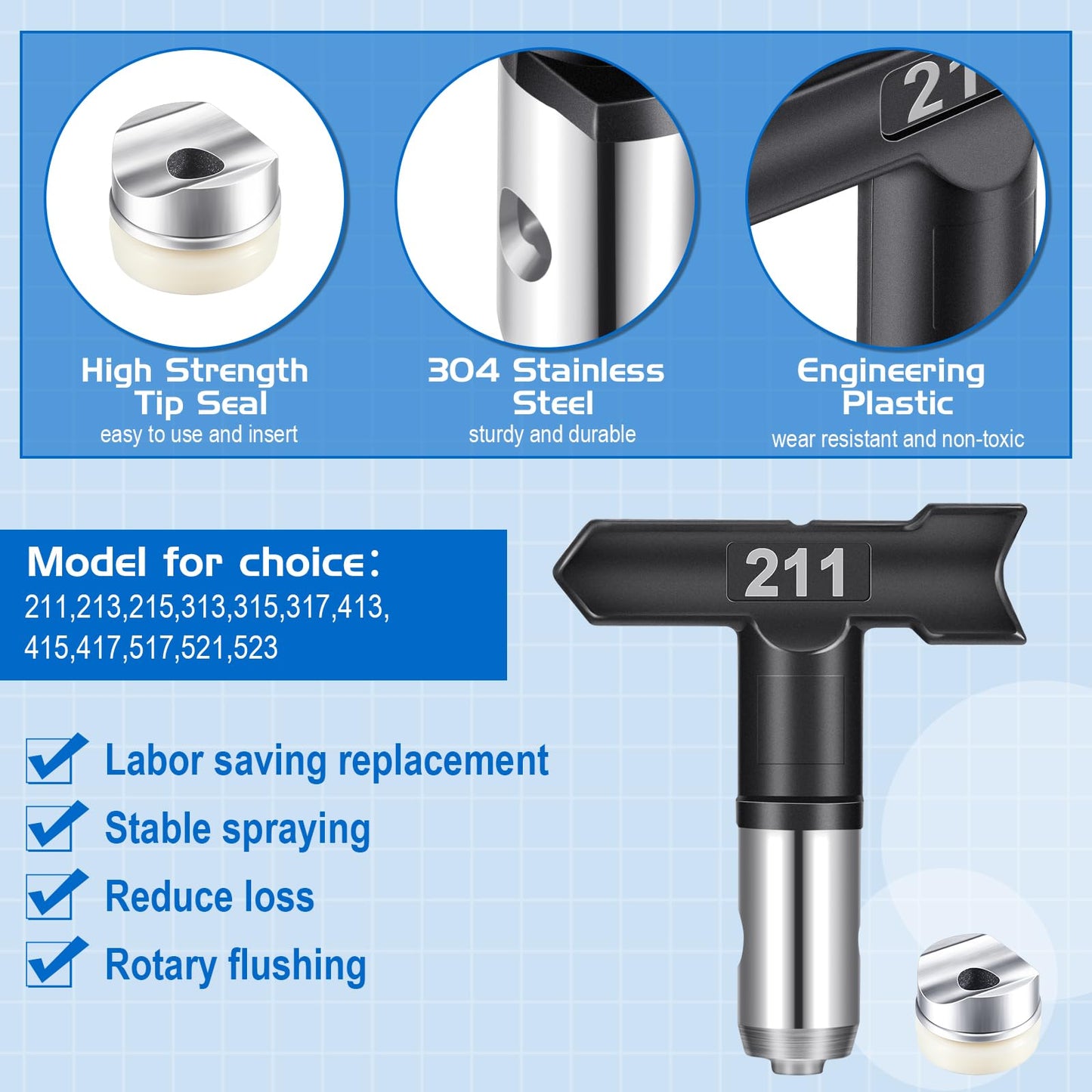 Zhengmy 12 Pcs Airless Paint Sprayer Tips Reversible Spray Tips Nozzles Tip Paint for Airless Sprayer Gun House Painting Fences(109,113, 208,211,213,215,217,308,311,313,315,317)