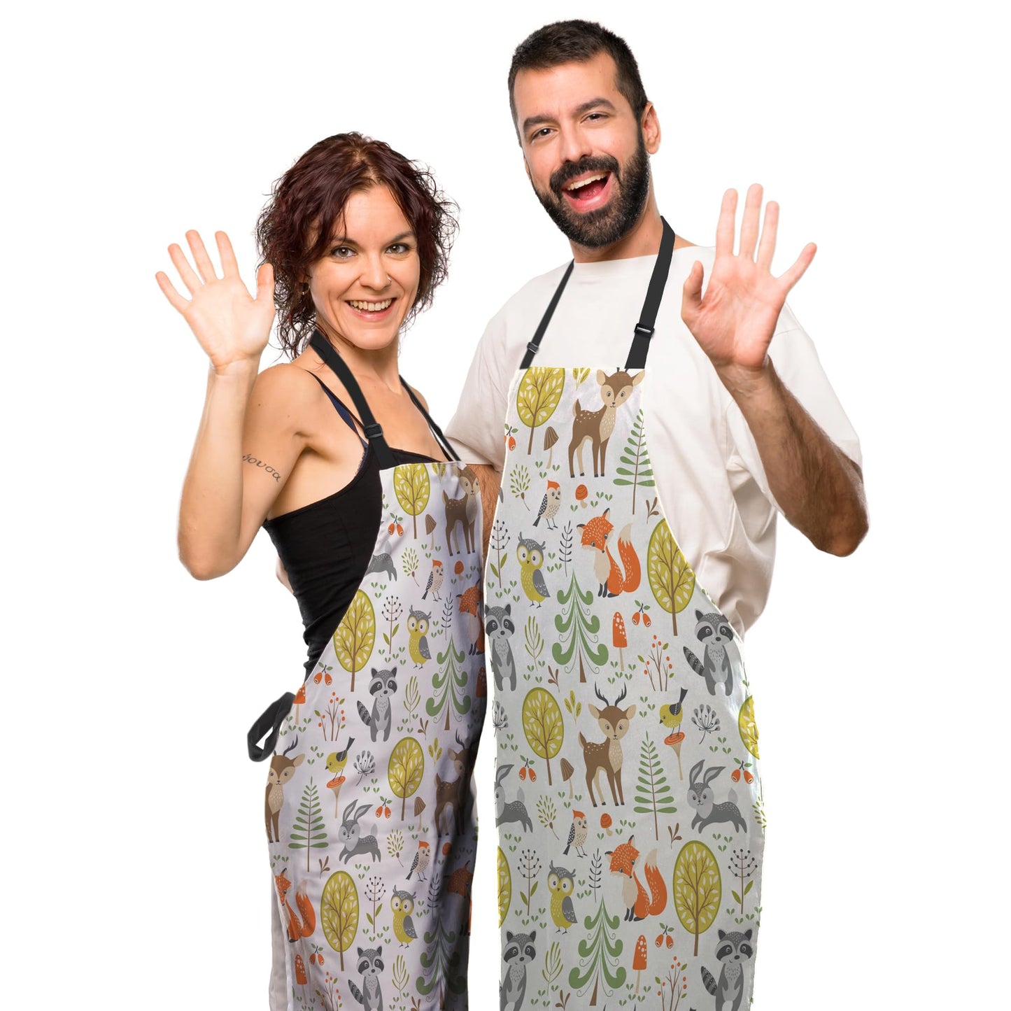 Olikked Gardening Apron for Women Cute Woodland Animals Cooking Aprons for Men for Kitchen Cooking Restaurant BBQ Painting Crafting 27” (W) x 31” (H), Waterproof Apron
