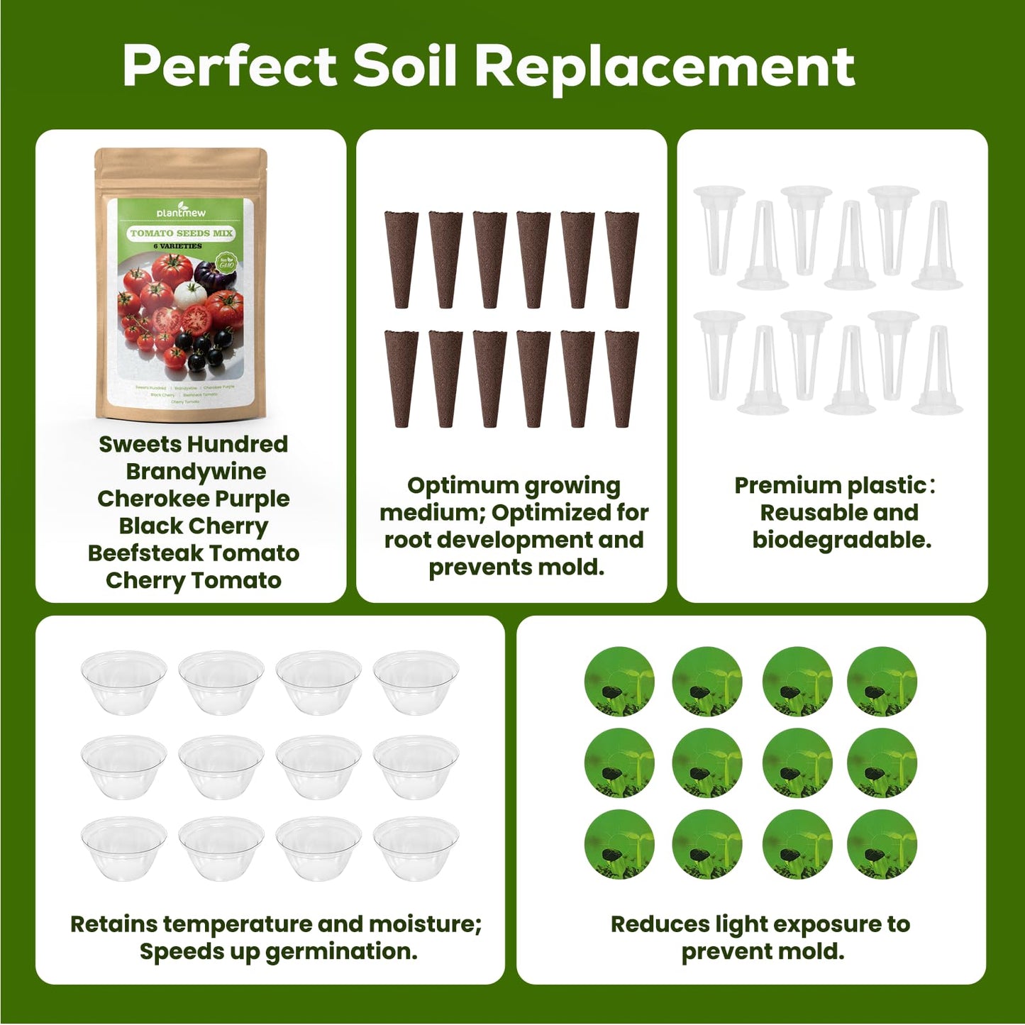 12-Pod Tomato Seed Kit Compatible with All Hydroponics, 6 Pack Varieties: Cherry Tomato, Beefsteak, Black Cherry, Cherokee Purple, Sweet Million, Brandywine, Easy to Grow, High Germination