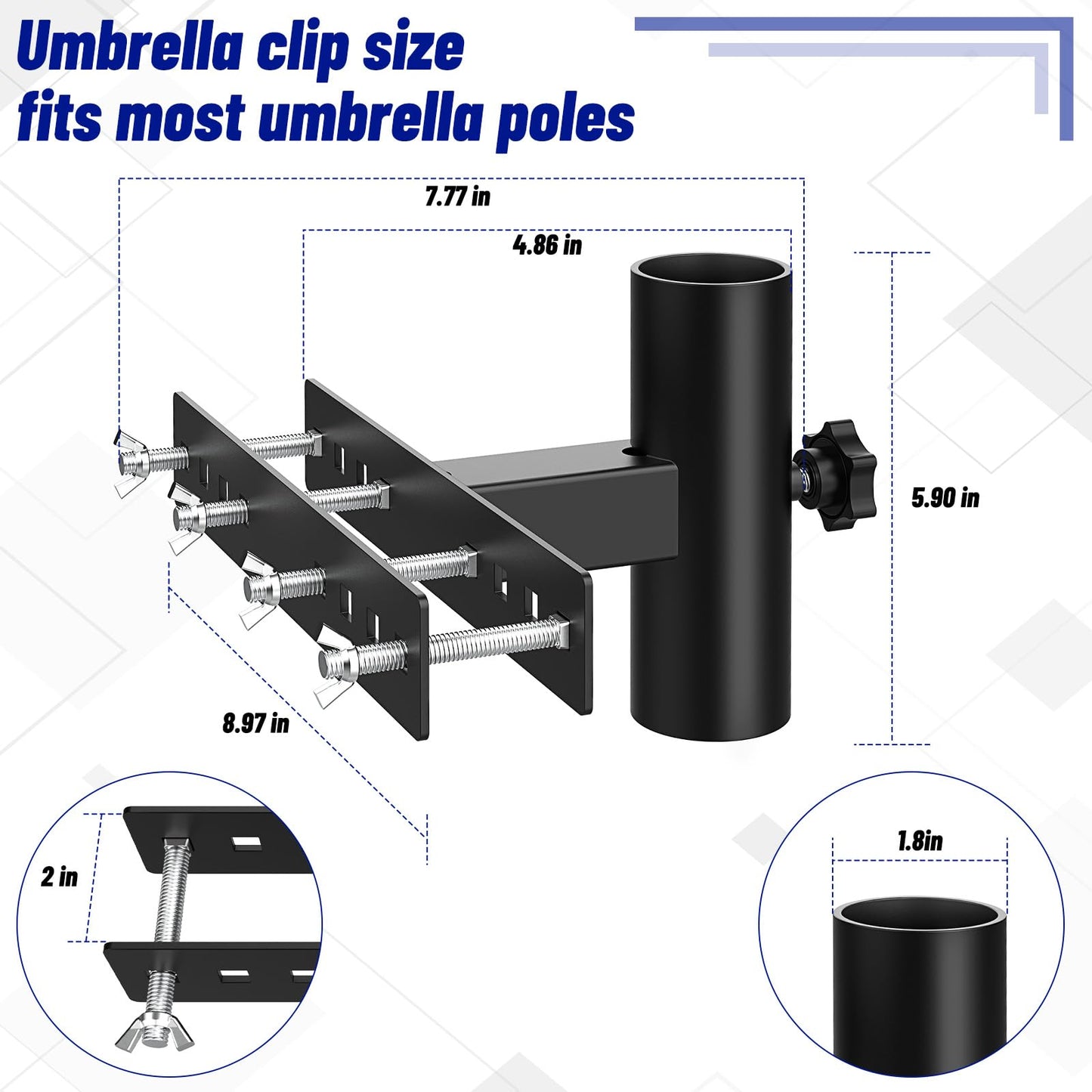 Yantuo Patio Umbrella Holder for Deck Railing, Adjustable Patio Umbrella Base Outdoor Umbrella Stand, Outdoor Umbrella Holder Fixed Clip Deck