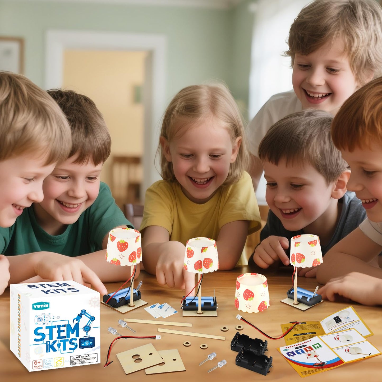 STEM Kits for Kids Age 6-8 8-10, 6 Bulk DIY Electric Circuit Lamp Kits for Kids Crafts 8-12, Science Experiments for Classroom STEM Projects Activities, Building Toys for Boys Girls Gifts 6 7 9 10 13