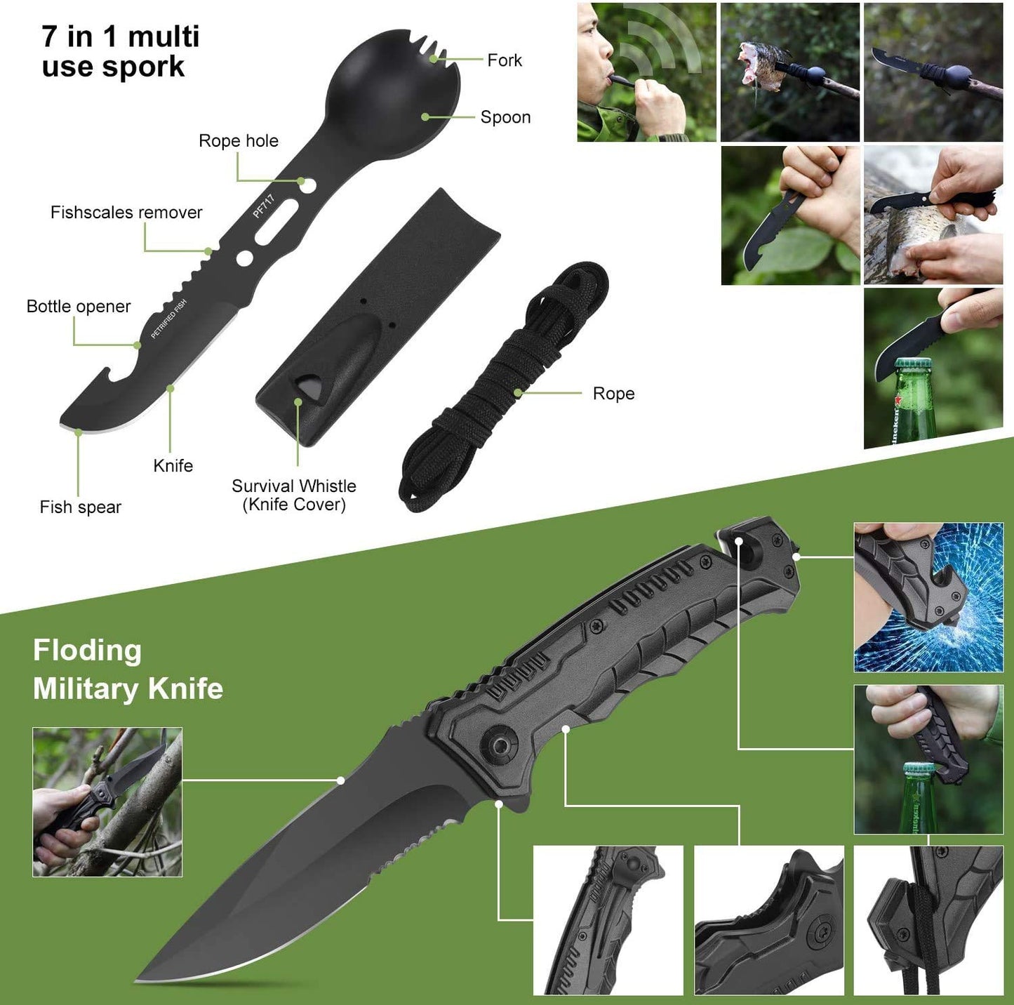 Gifts for Men Christmas Emergency Survival Kit, 22 in 1 Professional Survival Gear Equipment Tools First Aid Supplies for SOS Emergency Tactical Hiking Hunting Disaster Camping Adventure